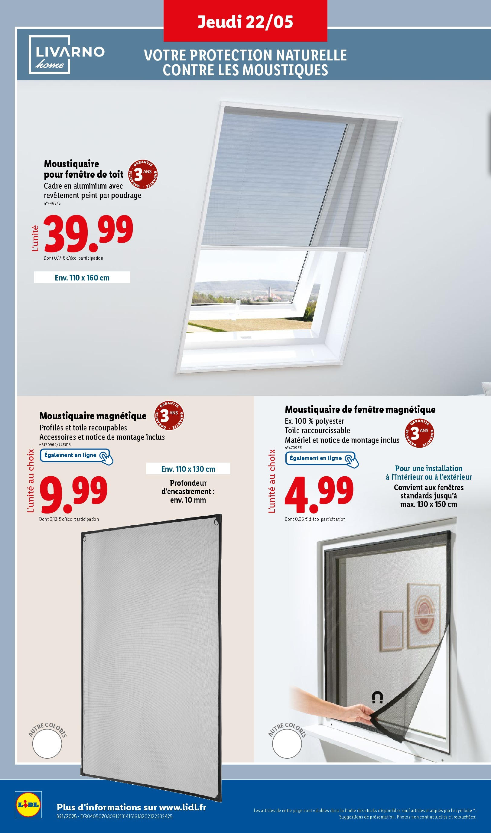 Catalogue LIDL du 21/05/2025 | Promo prospectus en ligne | Page: 38 | Produits: Moustiquaire, Cadre Catalogue LIDL du 21/05/2025 | Promo prospectus en ligne | Page: 38 | Produits: Moustiquaire, Cadre