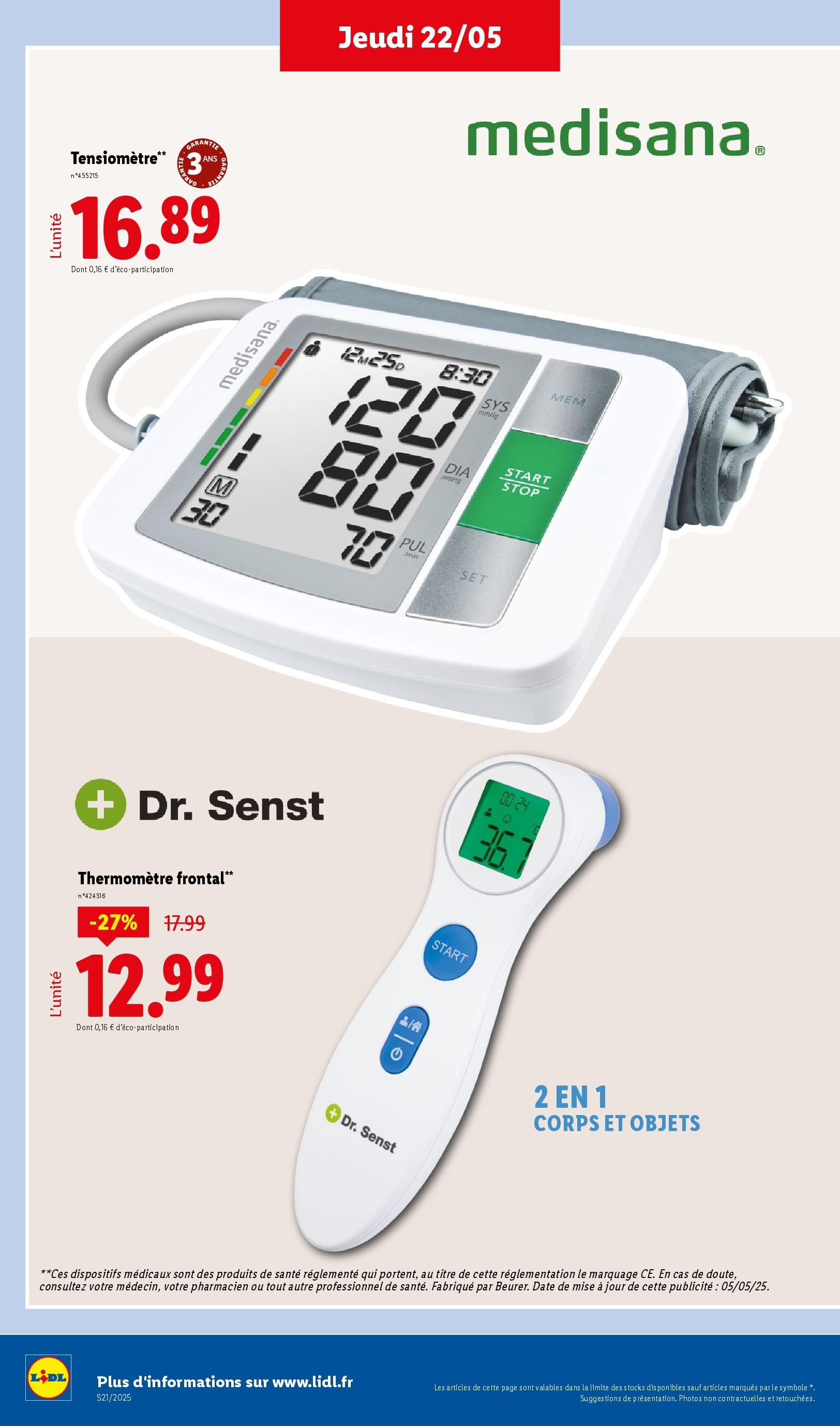 Catalogue LIDL du 21/05/2025 | Promo prospectus en ligne | Page: 44 | Produits: Tensiomètre, Thermomètre Catalogue LIDL du 21/05/2025 | Promo prospectus en ligne | Page: 44 | Produits: Tensiomètre, Thermomètre