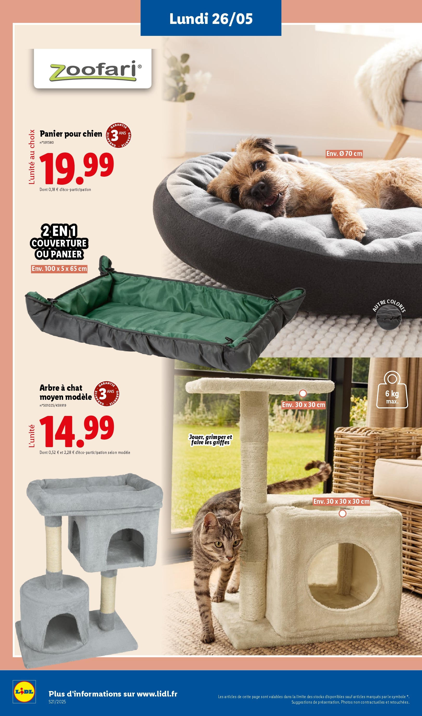 Catalogue LIDL du 21/05/2025 | Promo prospectus en ligne | Page: 64 | Produits: Arbre à chat, Panier pour chien, Couverture, Panier Catalogue LIDL du 21/05/2025 | Promo prospectus en ligne | Page: 64 | Produits: Arbre à chat, Panier pour chien, Couverture, Panier
