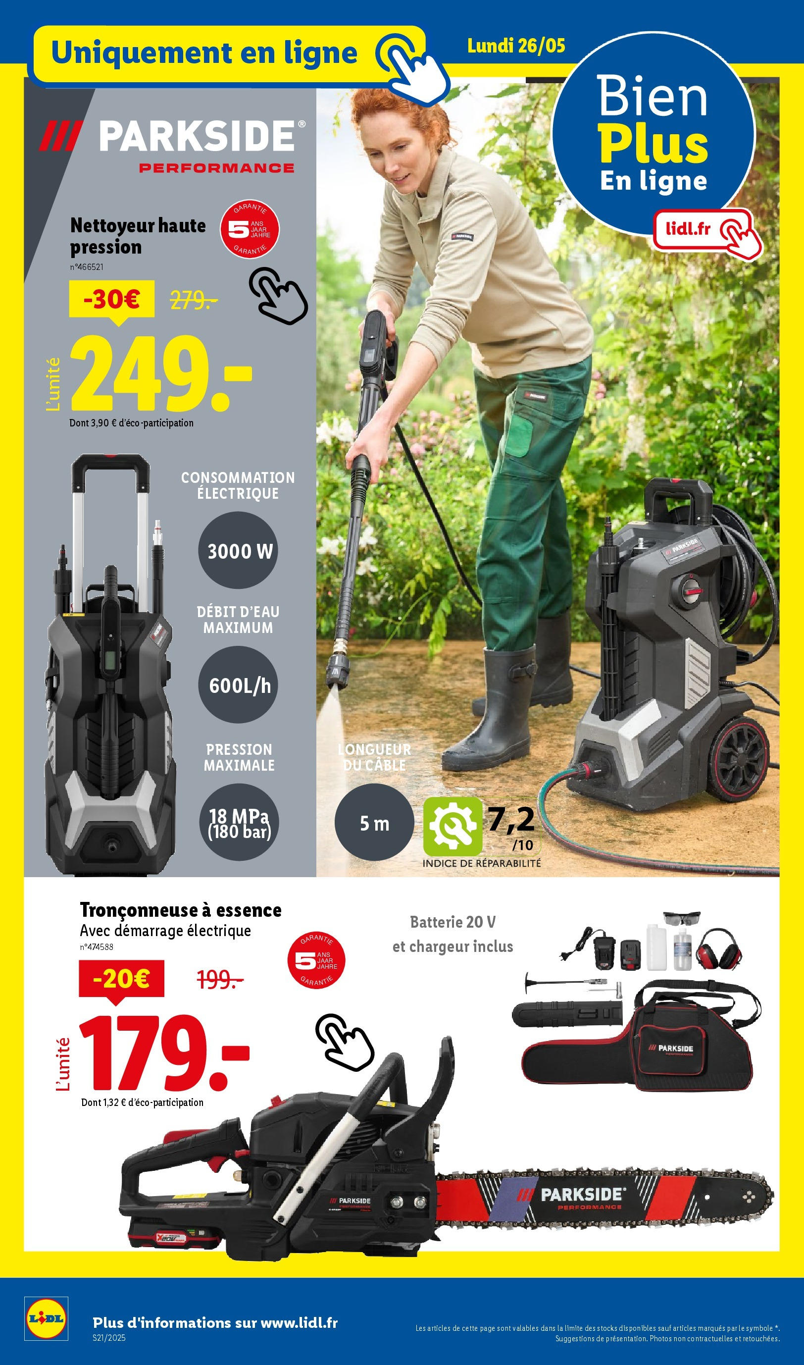 Catalogue LIDL du 21/05/2025 | Promo prospectus en ligne | Page: 72 | Produits: Câble, Nettoyeur haute pression, Tronçonneuse, Batterie Catalogue LIDL du 21/05/2025 | Promo prospectus en ligne | Page: 72 | Produits: Câble, Nettoyeur haute pression, Tronçonneuse, Batterie