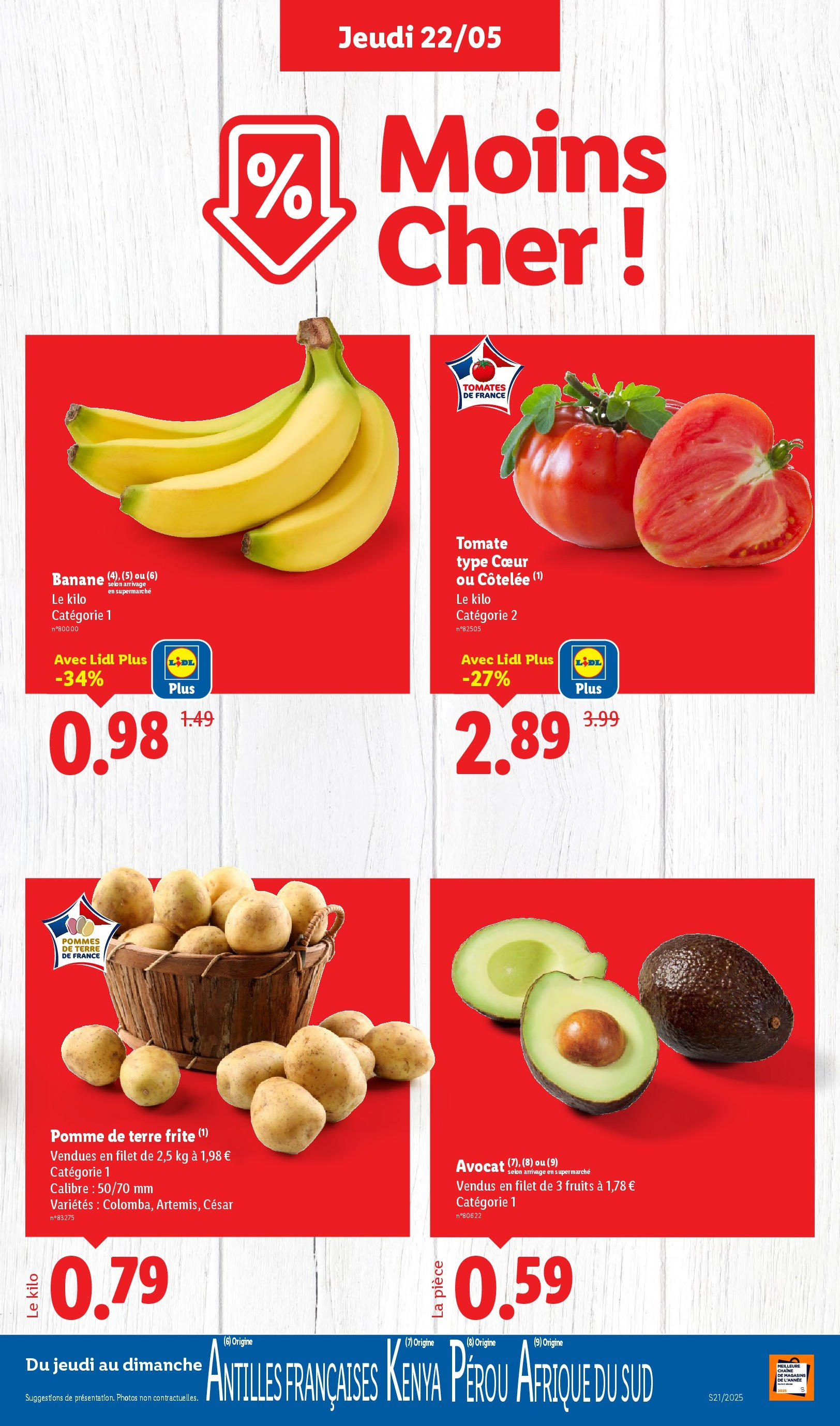Catalogue LIDL du 21/05/2025 | Promo prospectus en ligne | Page: 5 | Produits: Banane, Pommes, Tomates, Pommes de terre Catalogue LIDL du 21/05/2025 | Promo prospectus en ligne | Page: 5 | Produits: Banane, Pommes, Tomates, Pommes de terre