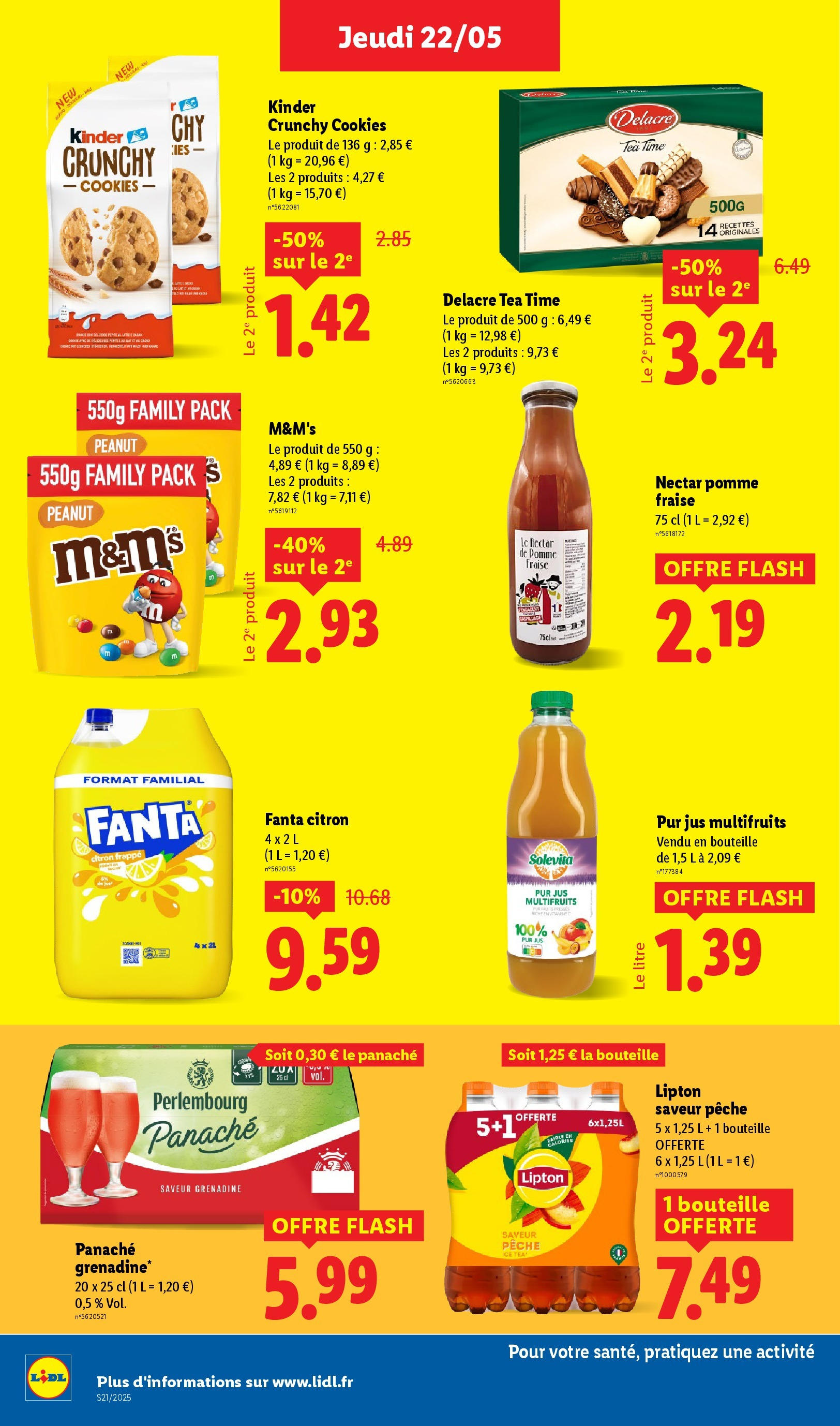 Catalogue LIDL du 21/05/2025 | Promo prospectus en ligne | Page: 22 | Produits: Pêche, Pomme, Jus, M&M's peanut Catalogue LIDL du 21/05/2025 | Promo prospectus en ligne | Page: 22 | Produits: Pêche, Pomme, Jus, M&M's peanut