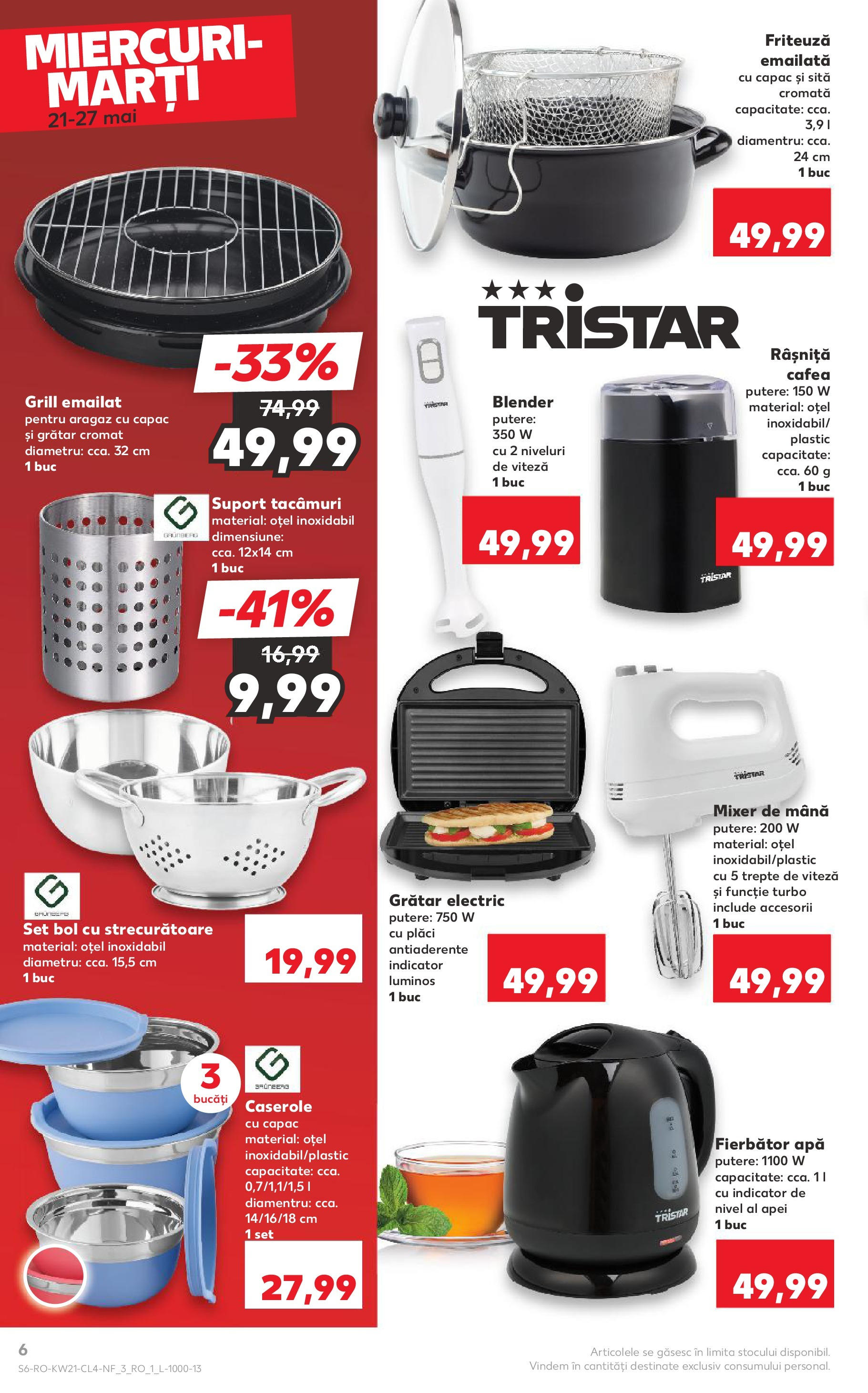 Catalog Kaufland - Sibiu Nonfood 21.05.2025 - Revista si Oferta | Pagină: 6 | Produse: Blender, Sită, Friteuză, Grătar