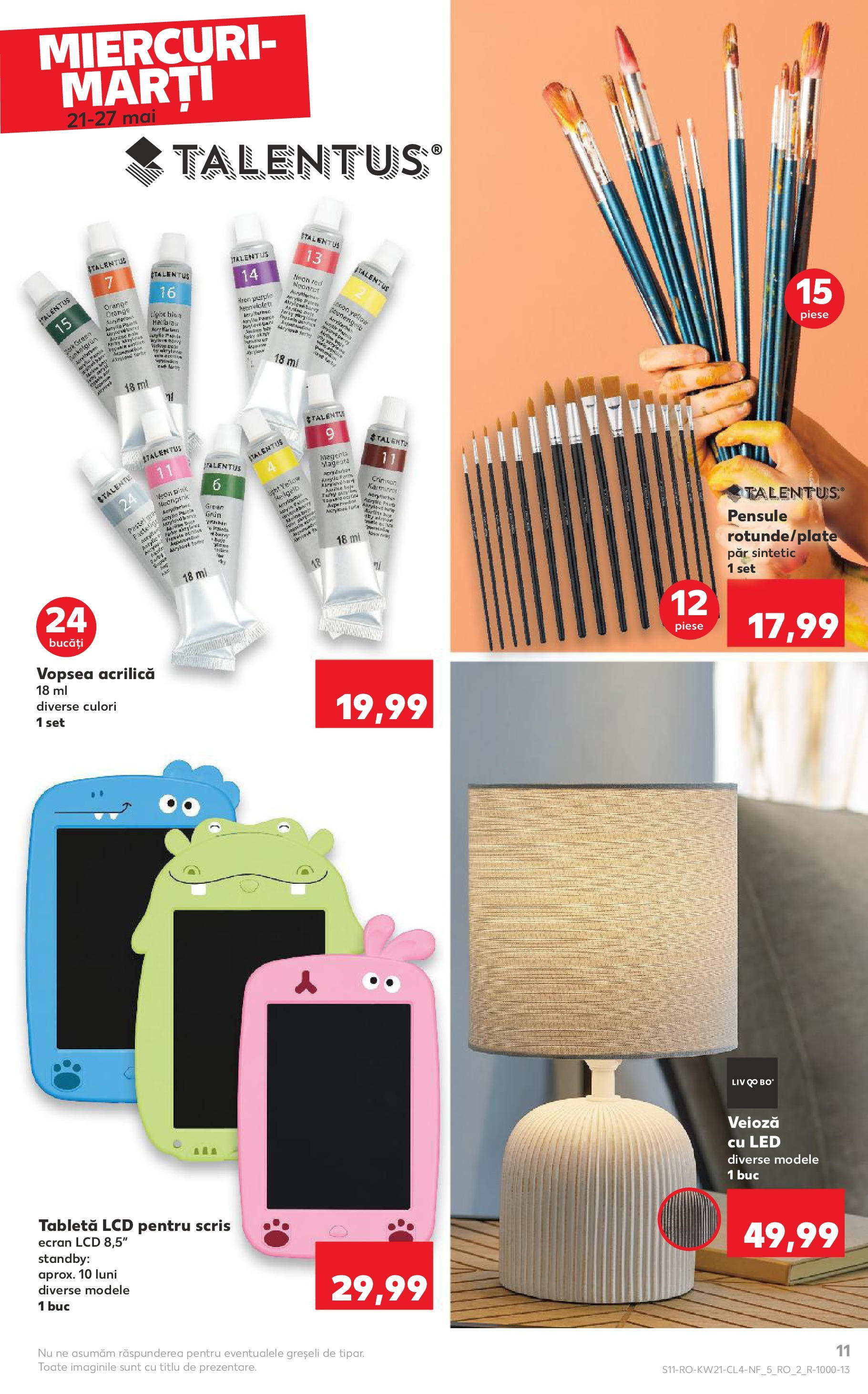 Catalog Kaufland - Sibiu Nonfood 21.05.2025 - Revista si Oferta | Pagină: 11 | Produse: Tabletă, Vopsea, Babak, Veioză