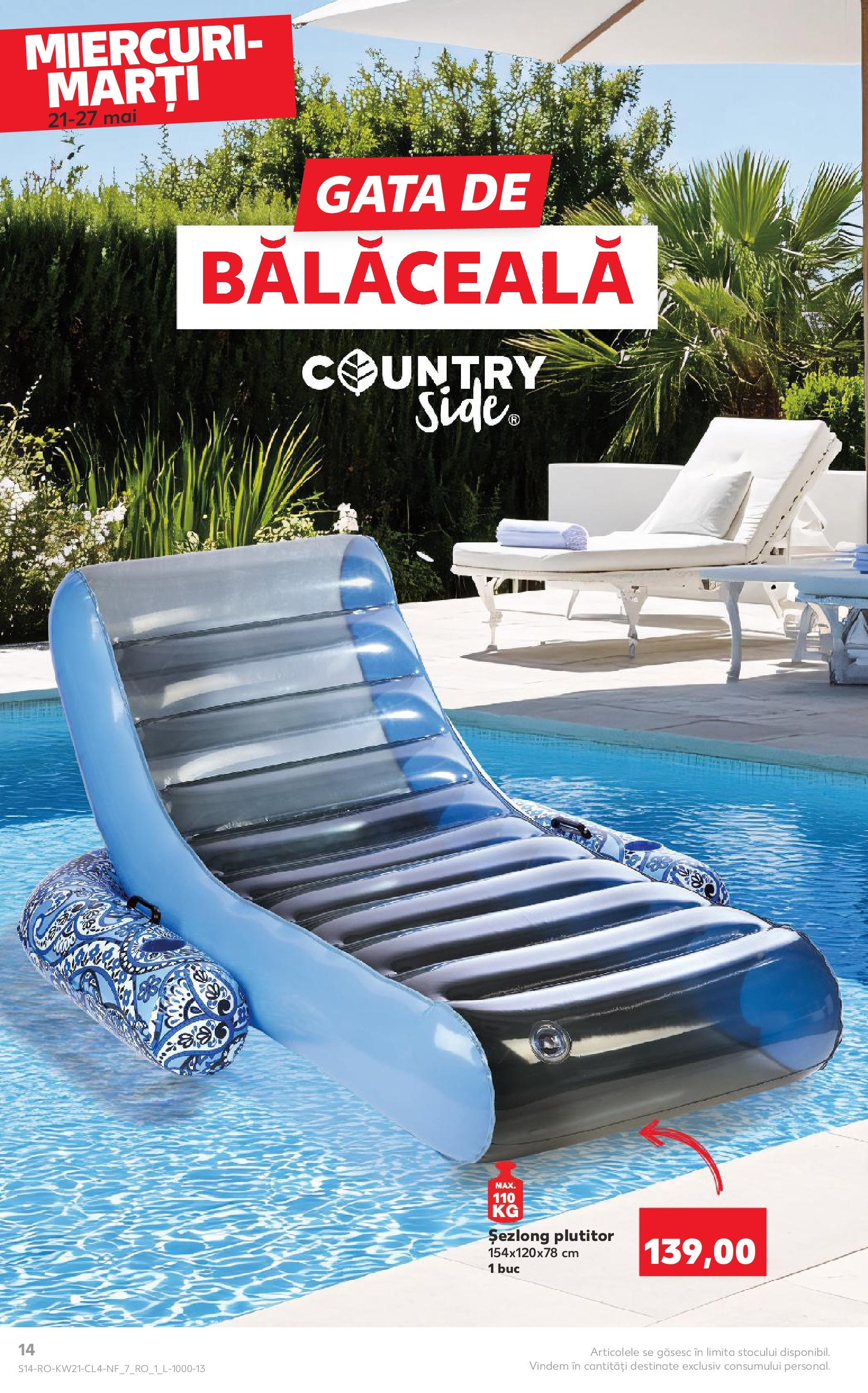 Catalog Kaufland - Sibiu Nonfood 21.05.2025 - Revista si Oferta | Pagină: 14 | Produse: Șezlong