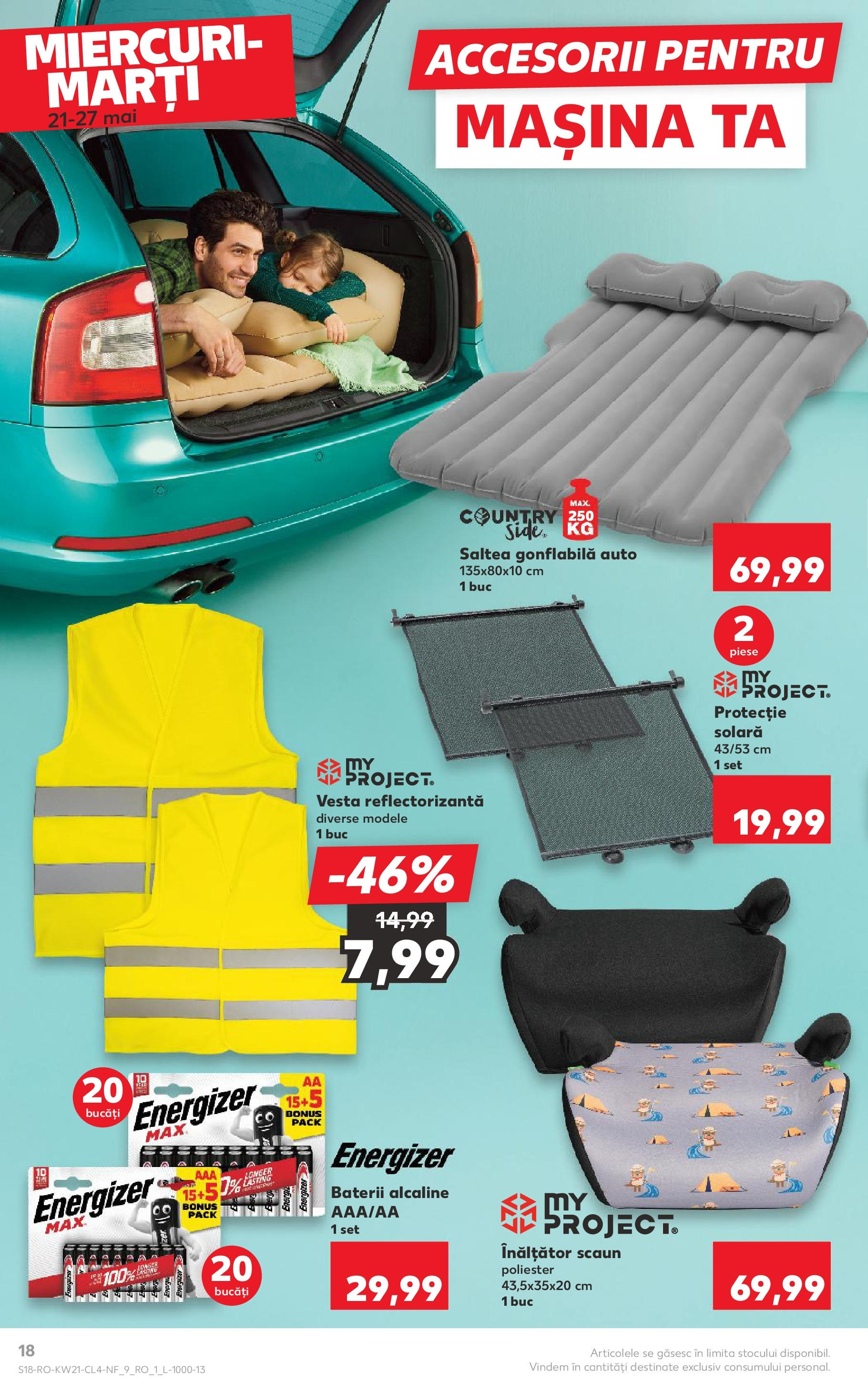 Catalog Kaufland - Sibiu Nonfood 21.05.2025 - Revista si Oferta | Pagină: 18 | Produse: Saltea, Scaun, Baterii, Vestă