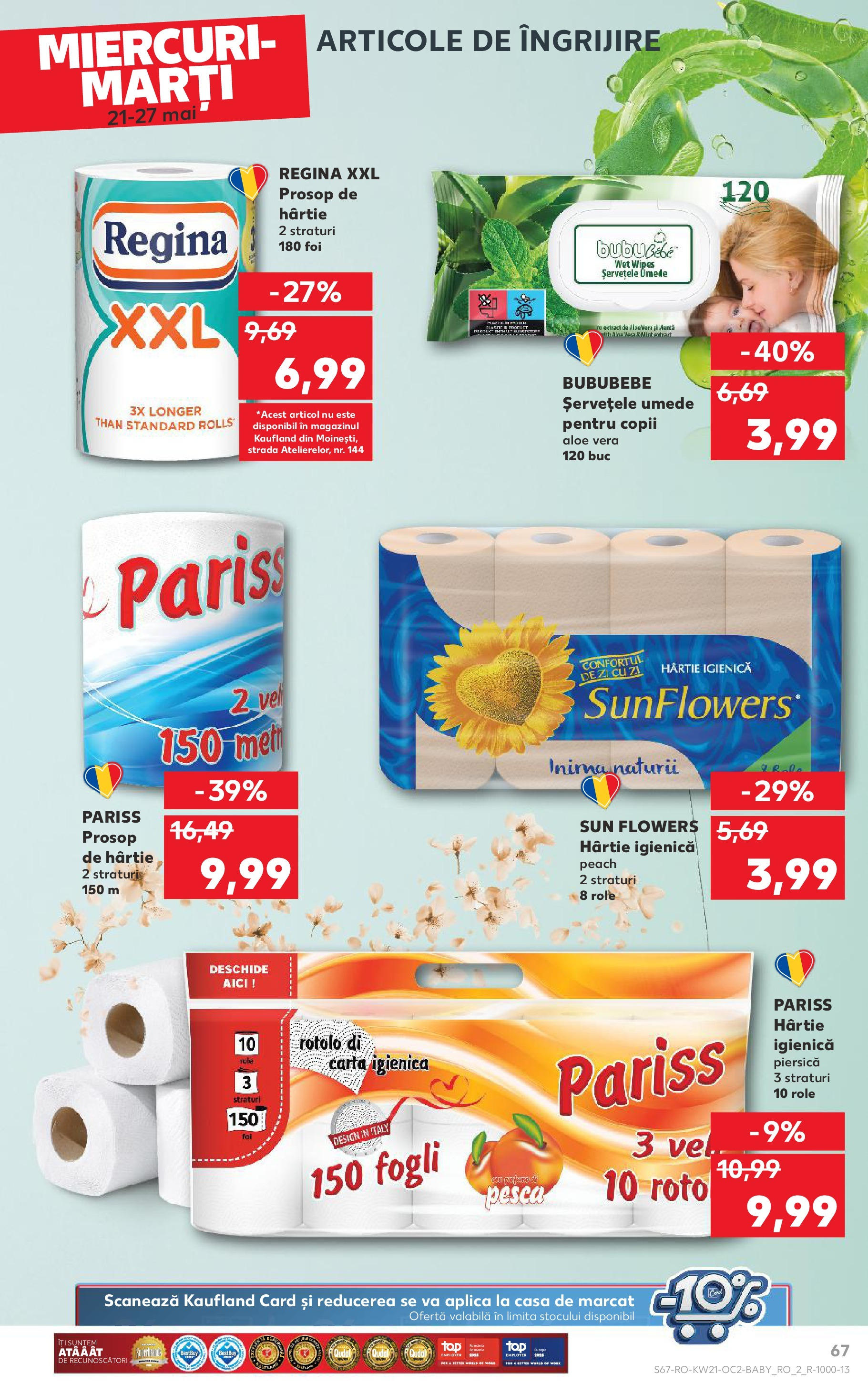 Catalog Kaufland - Sibiu 21.05.2025 || Revista si Oferte | Pagină: 67 | Produse: Piersică, Aloe vera, Role, Șervețele umede Catalog Kaufland - Sibiu 21.05.2025 - Revista si Oferta | Pagină: 67 | Produse: Piersică, Aloe vera, Role, Șervețele umede