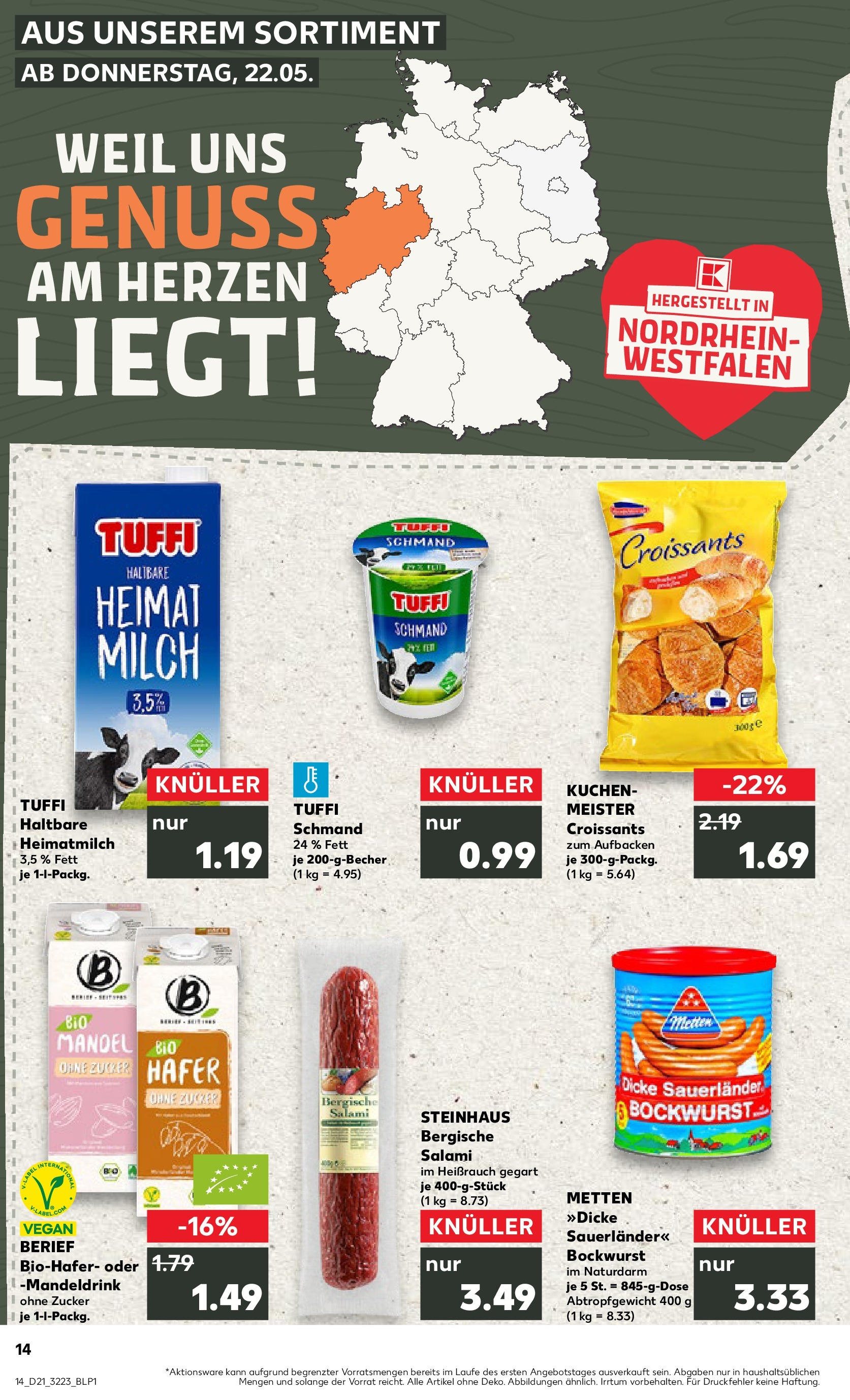 Kaufland prospekt Oer-Erkenschwick (ab 22.05.2025) » Angebote Online | Seite: 14 | Produkte: Milch, Croissant, Salami, Kuchen Kaufland prospekt Oer-Erkenschwick (ab 22.05.2025) » Angebote Online zum Blättern | Seite: 14 | Produkte: Milch, Croissant, Salami, Kuchen