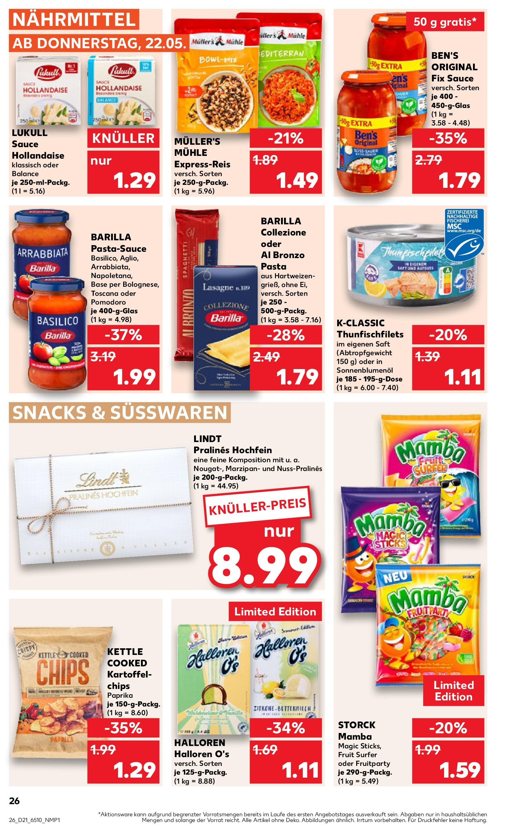 Kaufland prospekt Erkelenz (ab 22.05.2025) » Angebote Online | Seite: 26 | Produkte: Mühle, Zitrone, Lindt, Chips Kaufland prospekt Erkelenz (ab 22.05.2025) » Angebote Online zum Blättern | Seite: 26 | Produkte: Mühle, Zitrone, Lindt, Chips