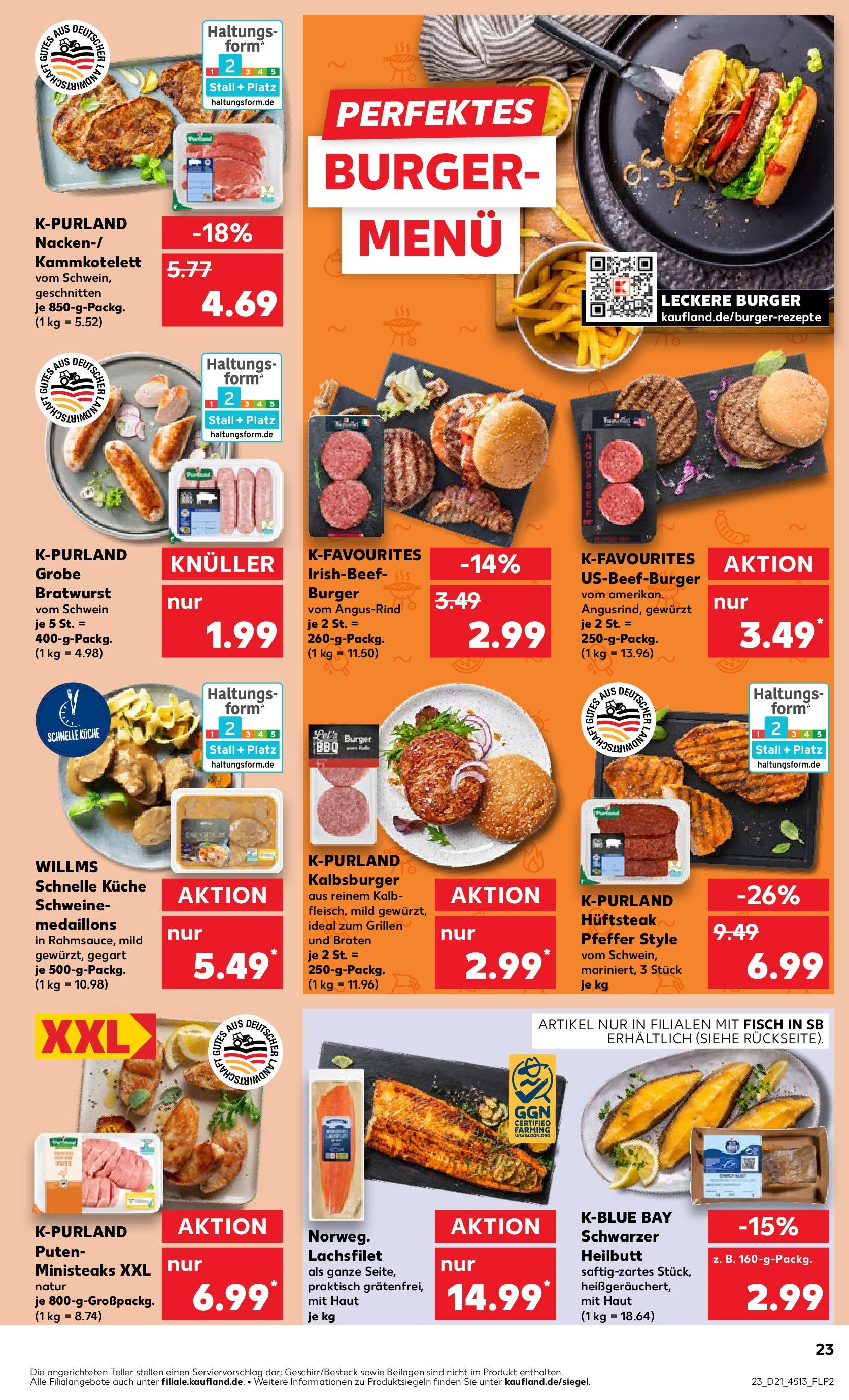 Kaufland prospekt Uhingen (ab 21.05.2025) » Angebote Online | Seite: 23 | Produkte: Burger, Fisch, Pfeffer, Steak Kaufland prospekt Uhingen (ab 21.05.2025) » Angebote Online zum Blättern | Seite: 23 | Produkte: Burger, Fisch, Pfeffer, Steak