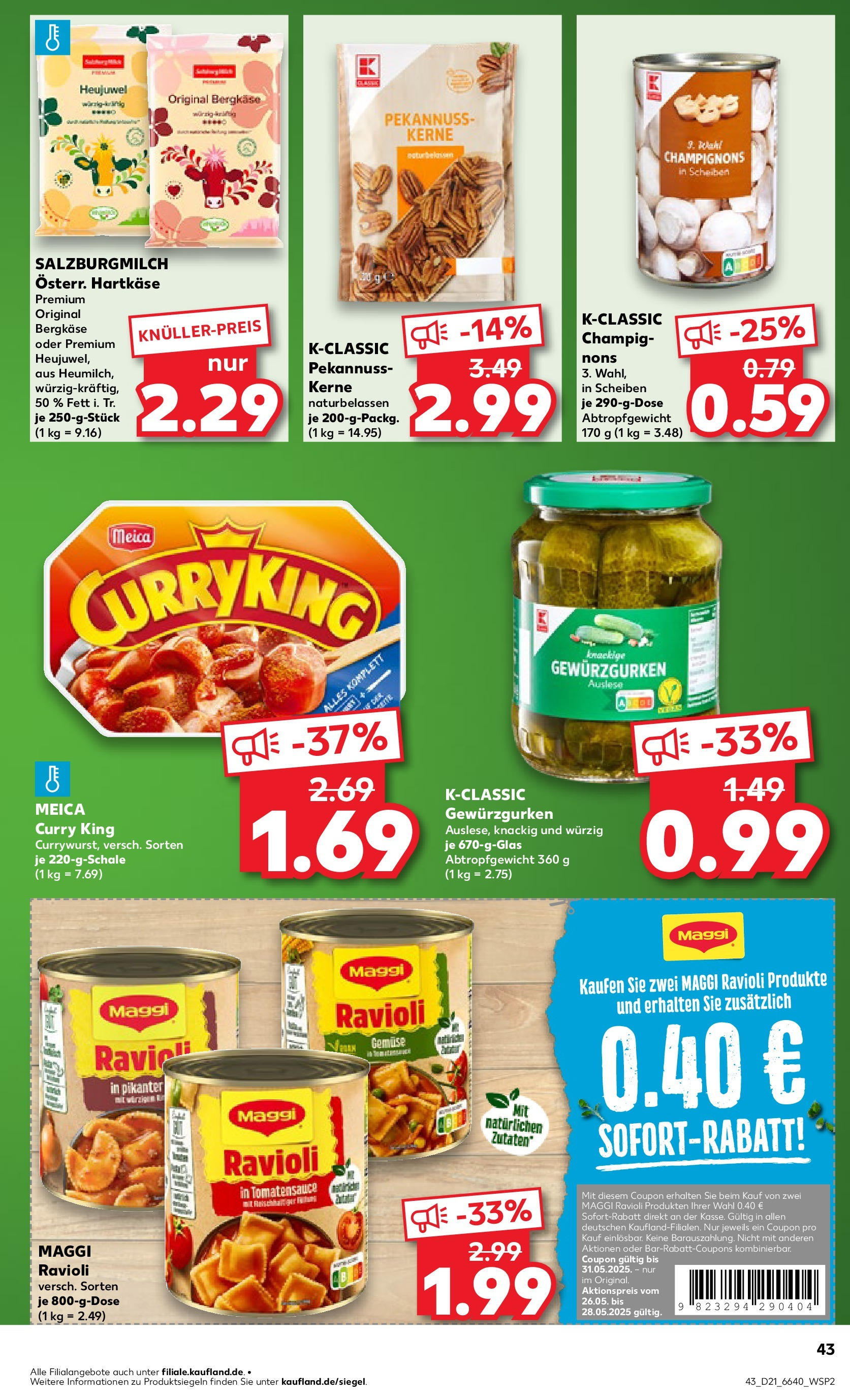 Kaufland prospekt Metzingen (ab 21.05.2025) » Angebote Online | Seite: 43 | Produkte: Maggi, Champignons, Gemüse, Pasta Kaufland prospekt Metzingen (ab 21.05.2025) » Angebote Online zum Blättern | Seite: 43 | Produkte: Maggi, Champignons, Gemüse, Pasta