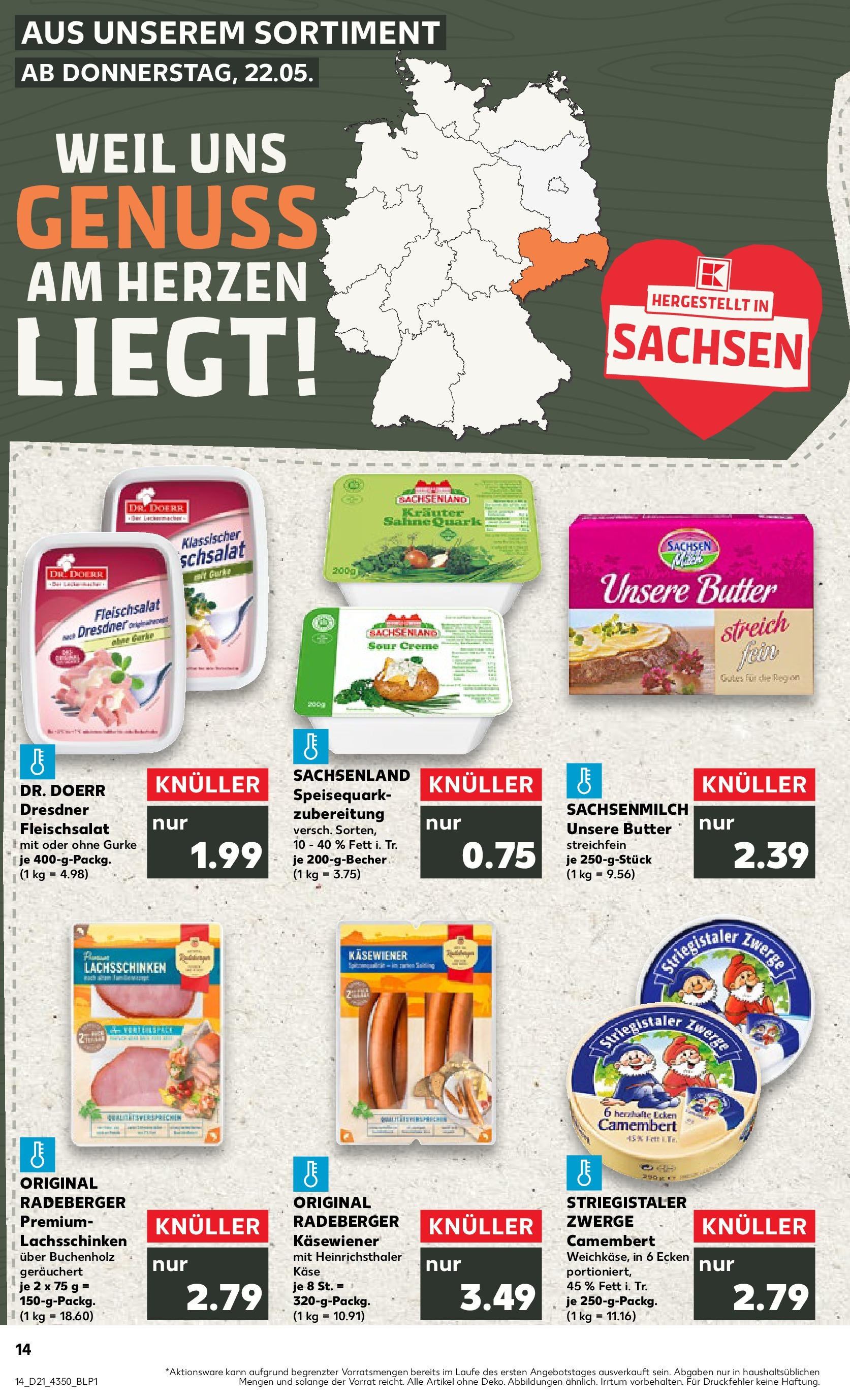 Kaufland prospekt Stollberg (ab 21.05.2025) » Angebote Online | Seite: 14 | Produkte: Quark, Butter, Käse, Speisequark Kaufland prospekt Stollberg (ab 21.05.2025) » Angebote Online zum Blättern | Seite: 14 | Produkte: Quark, Butter, Käse, Speisequark