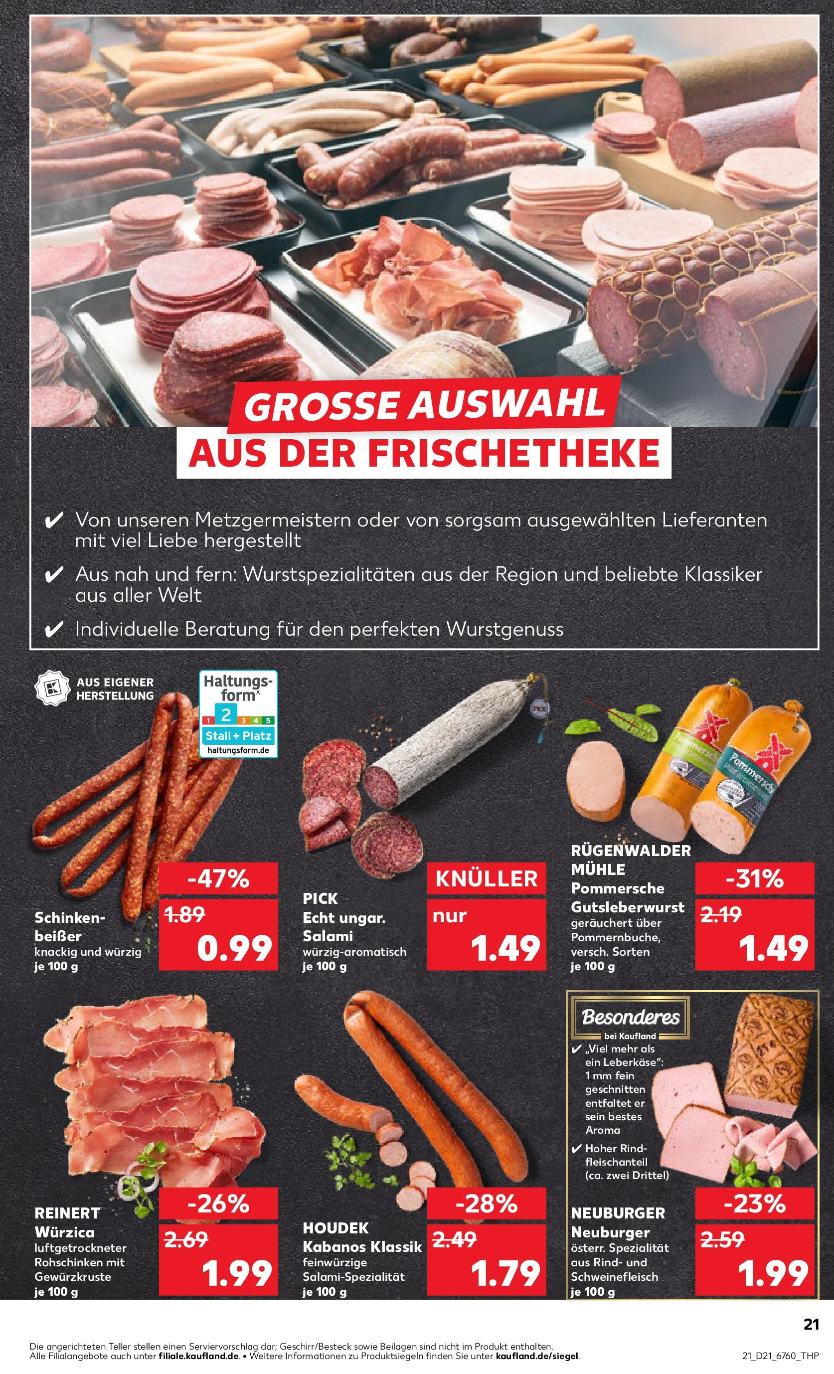 Kaufland prospekt Feuchtwangen (ab 21.05.2025) » Angebote Online | Seite: 21 | Produkte: Mühle, Salami, Schweinefleisch, Leberkase Kaufland prospekt Feuchtwangen (ab 21.05.2025) » Angebote Online zum Blättern | Seite: 21 | Produkte: Mühle, Salami, Schweinefleisch, Leberkase