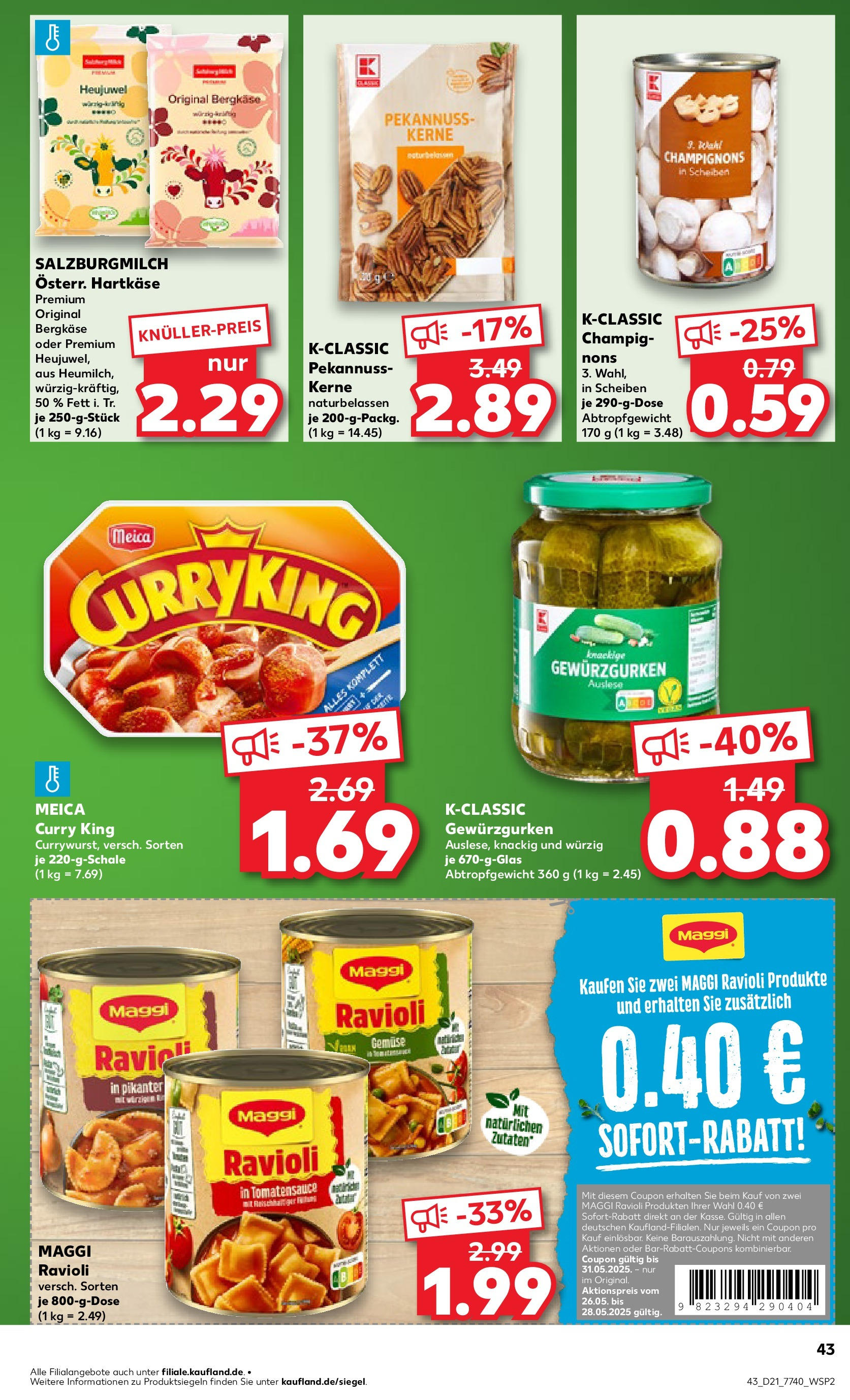 Kaufland prospekt Weiden In Der Oberpfalz (ab 21.05.2025) » Angebote Online | Seite: 43 | Produkte: Meica, Champignons, Gemüse, Pasta Kaufland prospekt Weiden In Der Oberpfalz (ab 21.05.2025) » Angebote Online zum Blättern | Seite: 43 | Produkte: Meica, Champignons, Gemüse, Pasta
