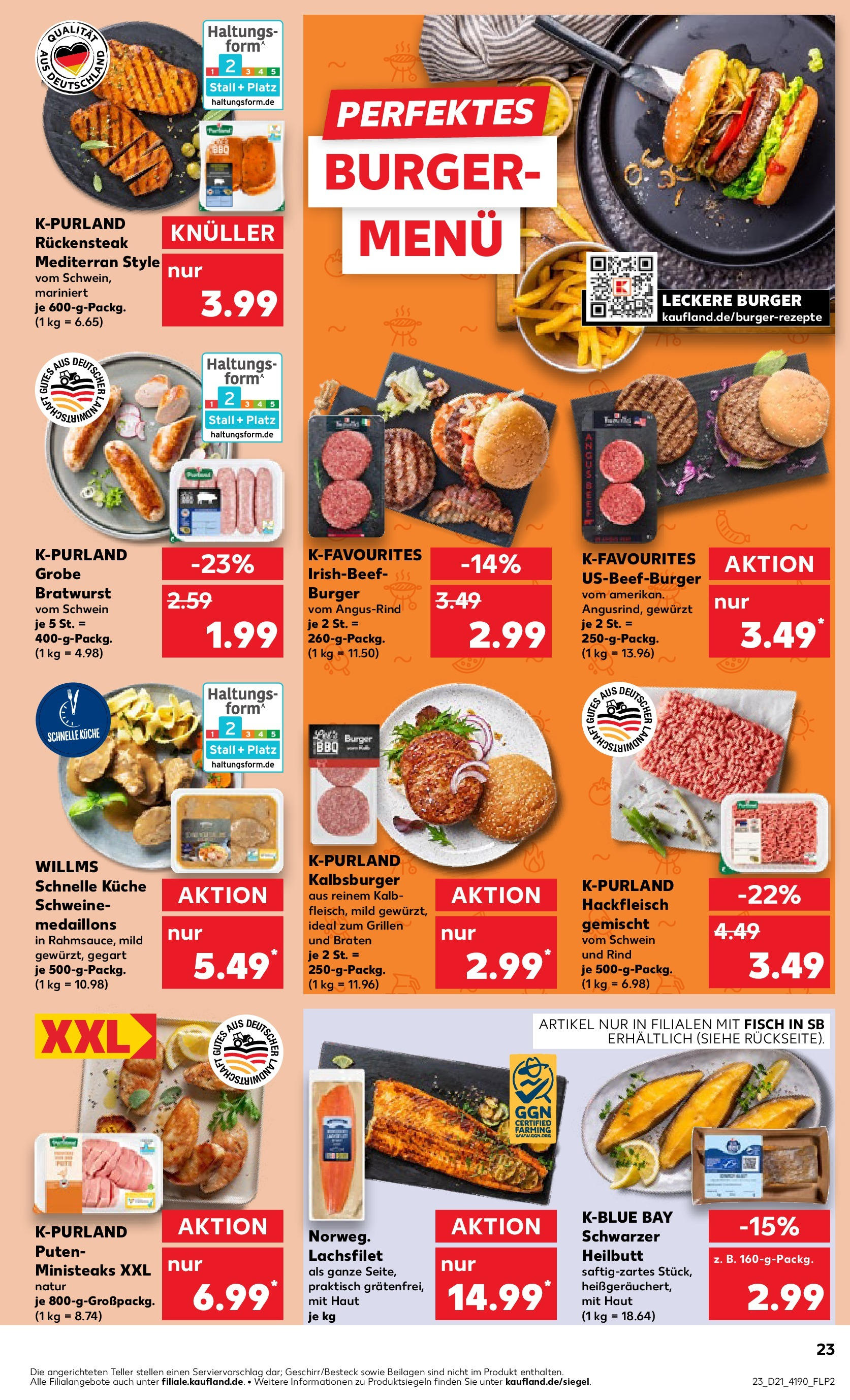 Kaufland prospekt Bretten (ab 21.05.2025) » Angebote Online | Seite: 23 | Produkte: Bratwurst, Küche, Burger, Steak Kaufland prospekt Bretten (ab 21.05.2025) » Angebote Online zum Blättern | Seite: 23 | Produkte: Bratwurst, Küche, Burger, Steak