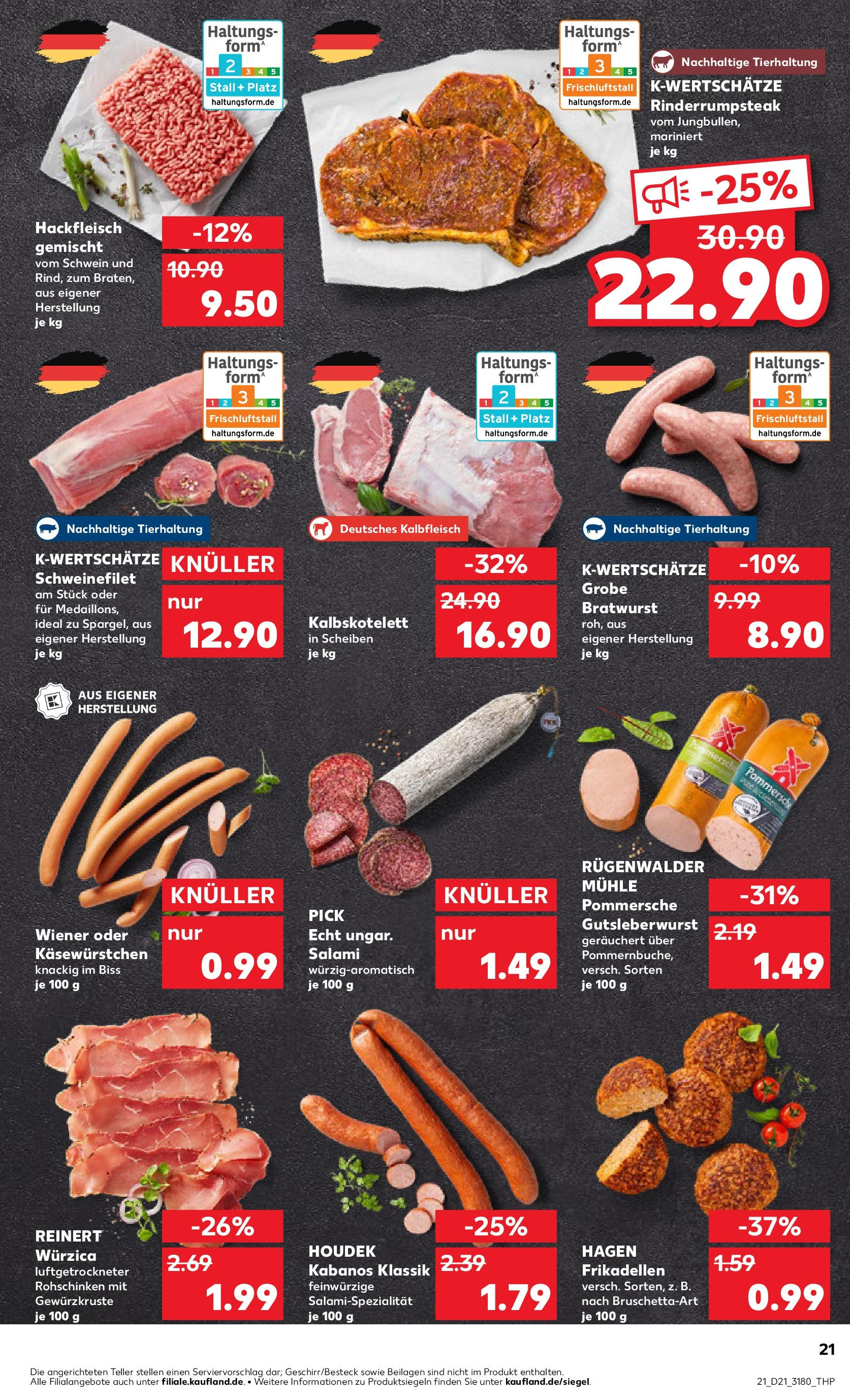Kaufland prospekt Dallgow-Döberitz (ab 21.05.2025) » Angebote Online | Seite: 21 | Produkte: Rumpsteak, Bratwurst, Salami, Hackfleisch Kaufland prospekt Dallgow-Döberitz (ab 21.05.2025) » Angebote Online zum Blättern | Seite: 21 | Produkte: Rumpsteak, Bratwurst, Salami, Hackfleisch