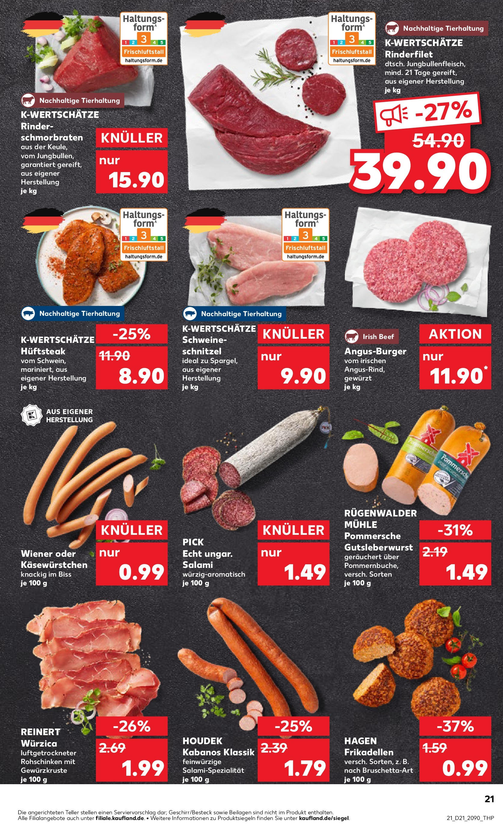 Kaufland prospekt Delitzsch	 (ab 21.05.2025) » Angebote Online zum Blättern | Seite: 21 | Produkte: Mühle, Rinderfilet, Schnitzel, Salami