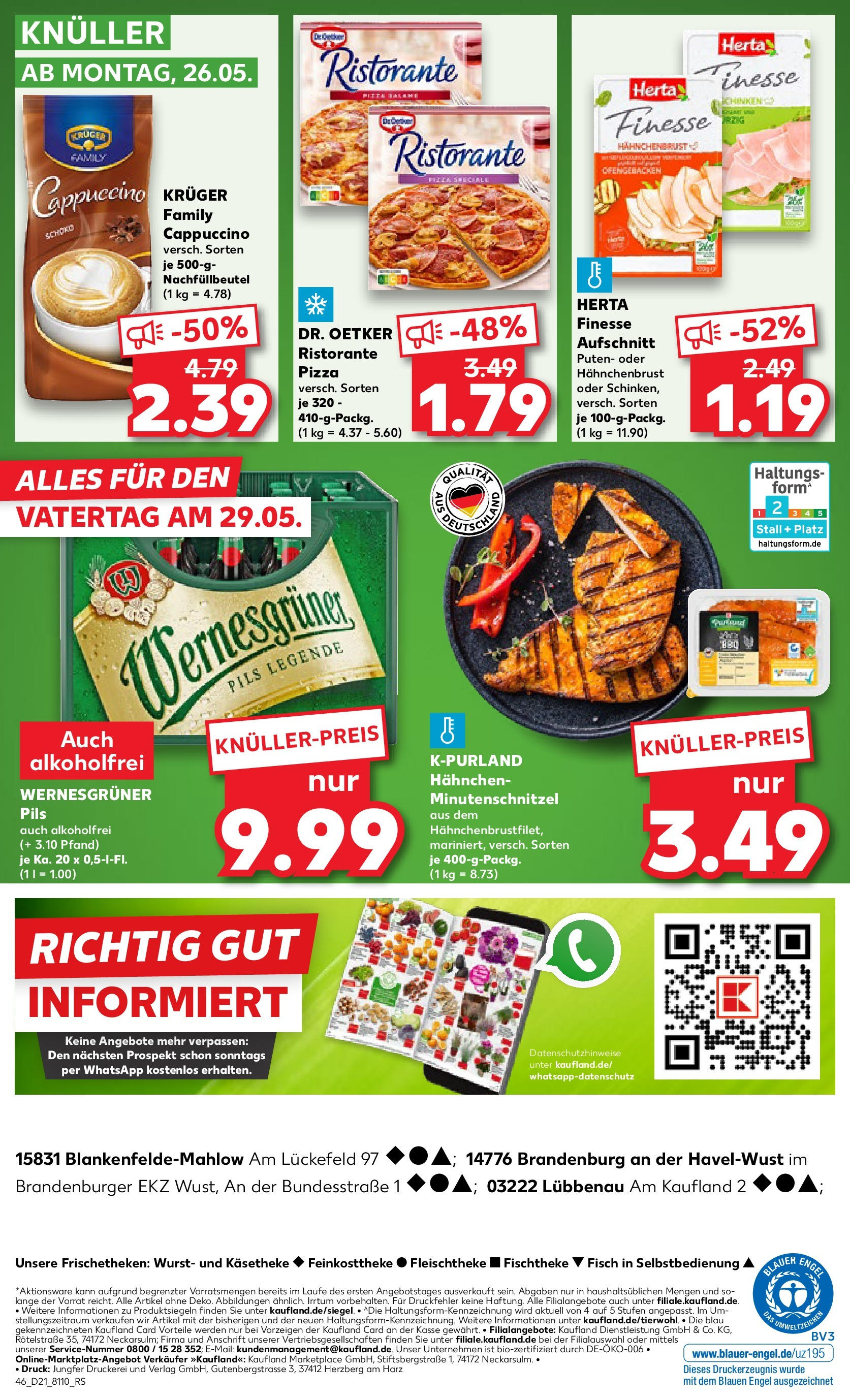 Kaufland prospekt Brandenburg An Der Havel (ab 21.05.2025) » Angebote Online | Seite: 46 | Produkte: Hahnchen, Pils, Wurst, Herta finesse Kaufland prospekt Brandenburg An Der Havel (ab 21.05.2025) » Angebote Online zum Blättern | Seite: 46 | Produkte: Hahnchen, Pils, Wurst, Herta finesse