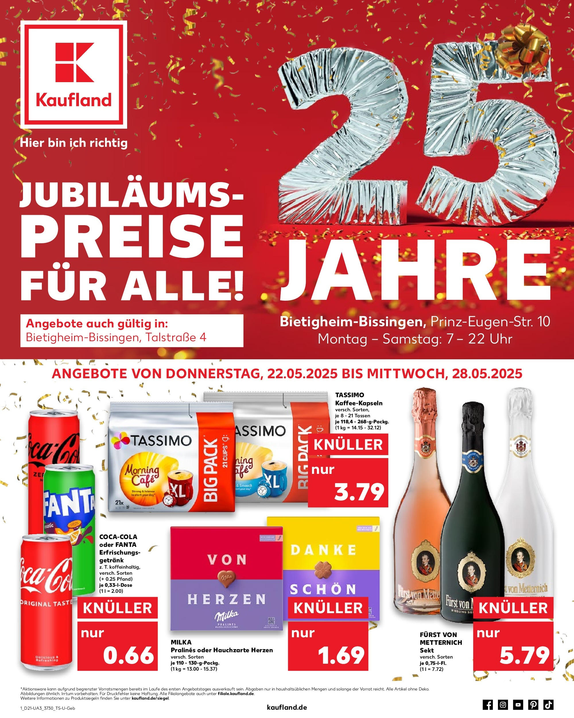 Kaufland prospekt Bietigheim-Bissingen (ab 21.05.2025) » Angebote Online | Seite: 1 | Produkte: Furst von metternich, Sekt, Tassimo, Uhr Kaufland prospekt Bietigheim-Bissingen (ab 21.05.2025) » Angebote Online zum Blättern | Seite: 1 | Produkte: Furst von metternich, Sekt, Tassimo, Uhr