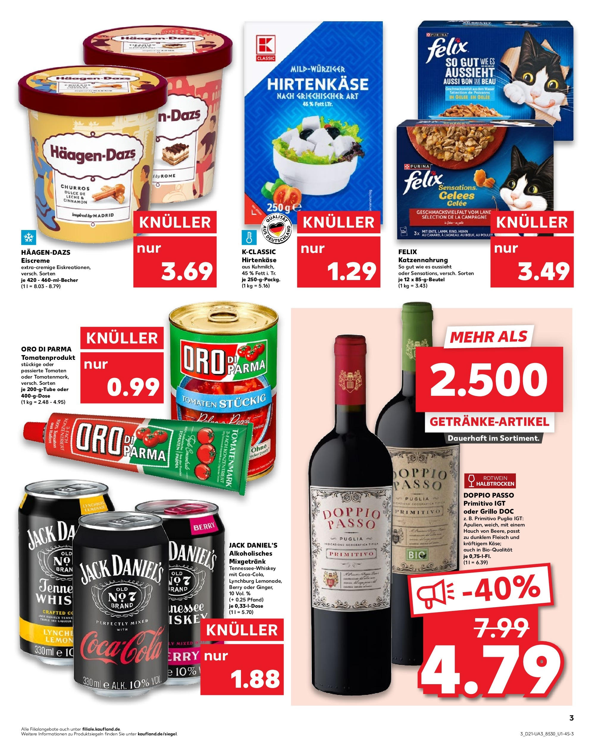 Kaufland prospekt Karlsruhe	 (ab 22.05.2025) » Angebote Online zum Blättern | Seite: 3 | Produkte: Rotwein, Rotwein halbtrocken, Jack Daniel's, Oro di parma