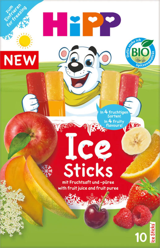 HiPP Kindersnack Fruchteis Sticks mit Fruchtsaft & -püree ab 3 Jahren (10x40 ml)