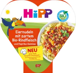 HiPP Kinderteller Eiernudeln mit Paprika-Gemüse und zartem Rindfleisch ab 1 Jahr
