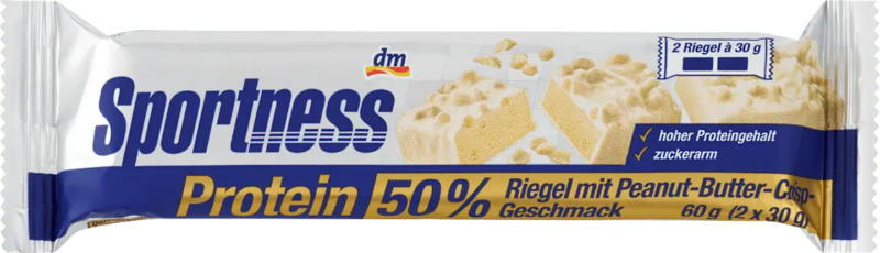 Sportness Proteinriegel 50%, Peanut Butter Crisp Geschmack