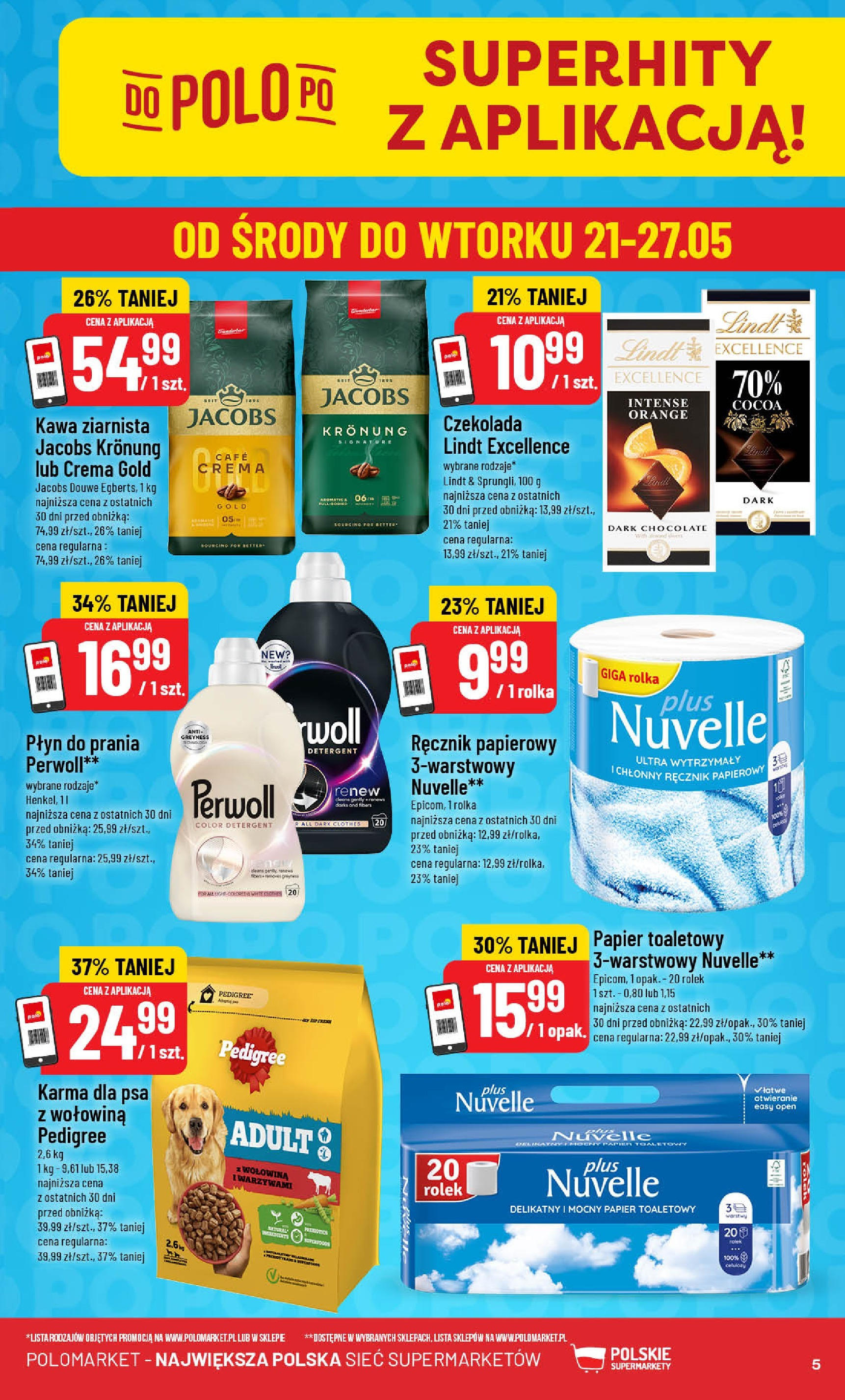 POLOmarket gazetka od jutra (21.05.2025) | Nowa PDF | Strona: 5 | Produkty: Czekolada lindt, Papier toaletowy, Karma dla psa, Czekolada POLOmarket gazetka od jutra (21.05.2025) - Nowa PDF | Strona: 5 | Produkty: Czekolada lindt, Papier toaletowy, Karma dla psa, Czekolada