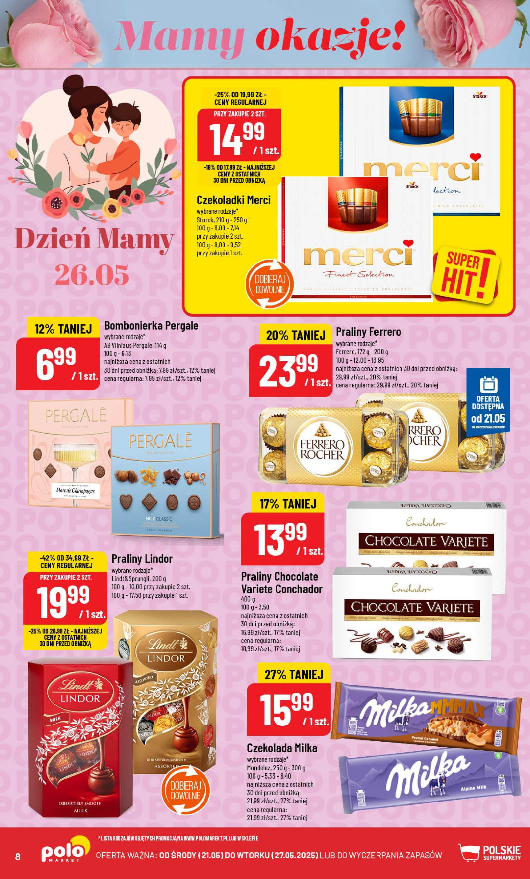 POLOmarket gazetka od jutra (21.05.2025) | Nowa PDF | Strona: 8 | Produkty: Bombonierka, Merci, Czekolada milka, Champagne POLOmarket gazetka od jutra (21.05.2025) - Nowa PDF | Strona: 8 | Produkty: Bombonierka, Merci, Czekolada milka, Champagne