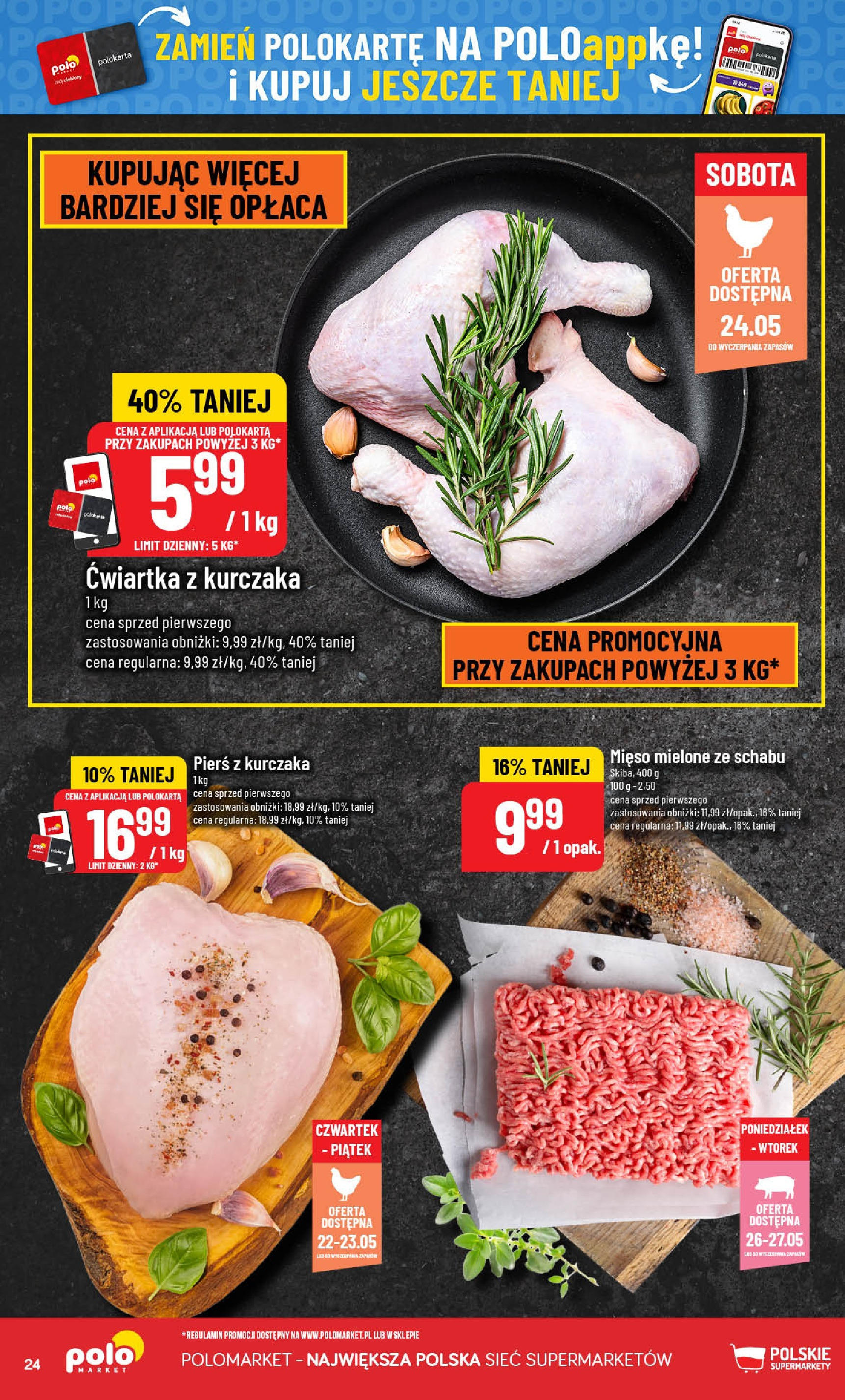 POLOmarket gazetka od jutra (21.05.2025) | Nowa PDF | Strona: 24 | Produkty: Pier艣 z kurczaka, Mi臋so, Mi臋so mielone, 膯wiartka z kurczaka POLOmarket gazetka od jutra (21.05.2025) - Nowa PDF | Strona: 24 | Produkty: Pier艣 z kurczaka, Mi臋so, Mi臋so mielone, 膯wiartka z kurczaka