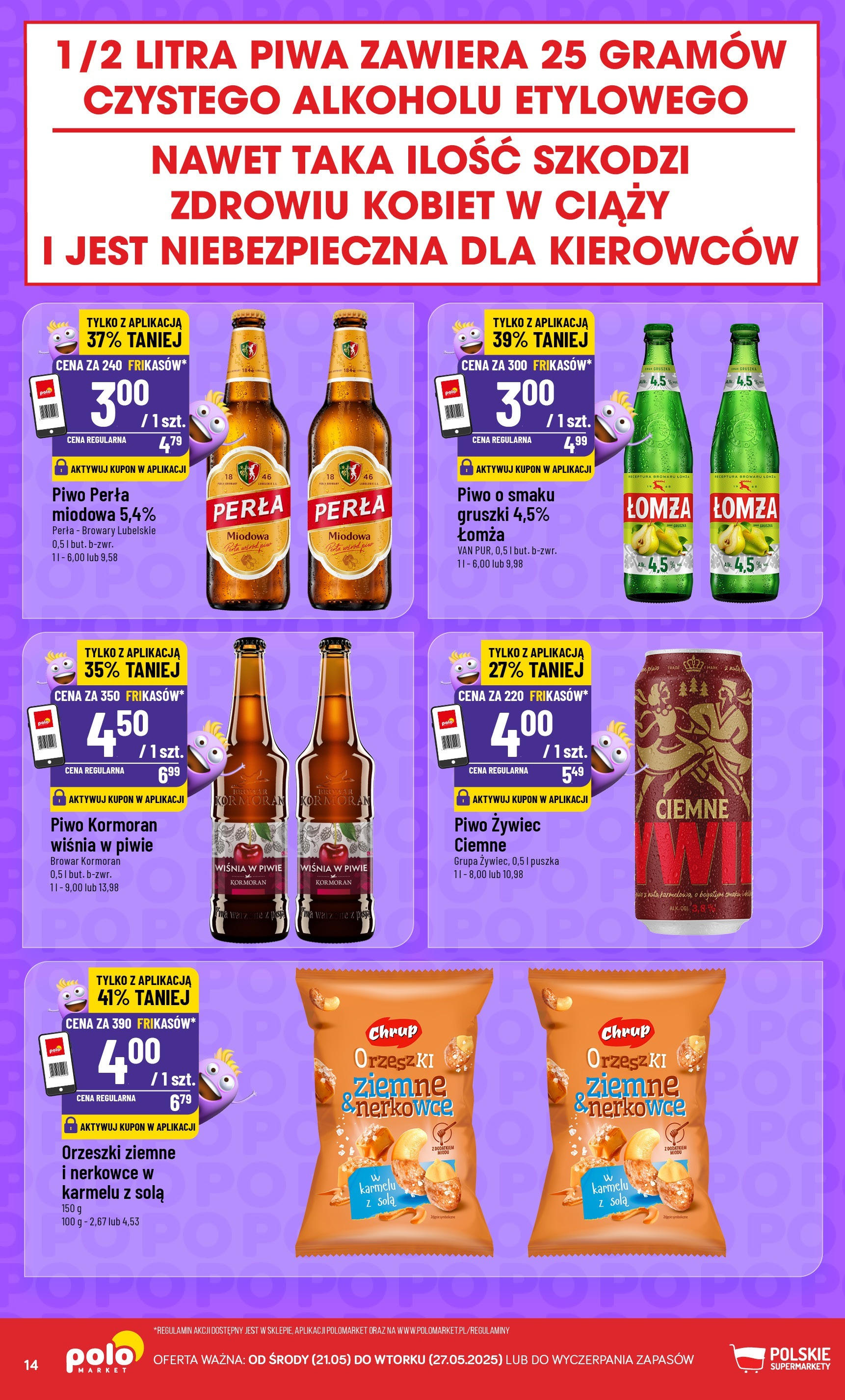 POLOmarket gazetka od jutra (21.05.2025) - Nowa PDF | Strona: 14 | Produkty: Gruszka, Piwo perła, Orzeszki ziemne, Piwo