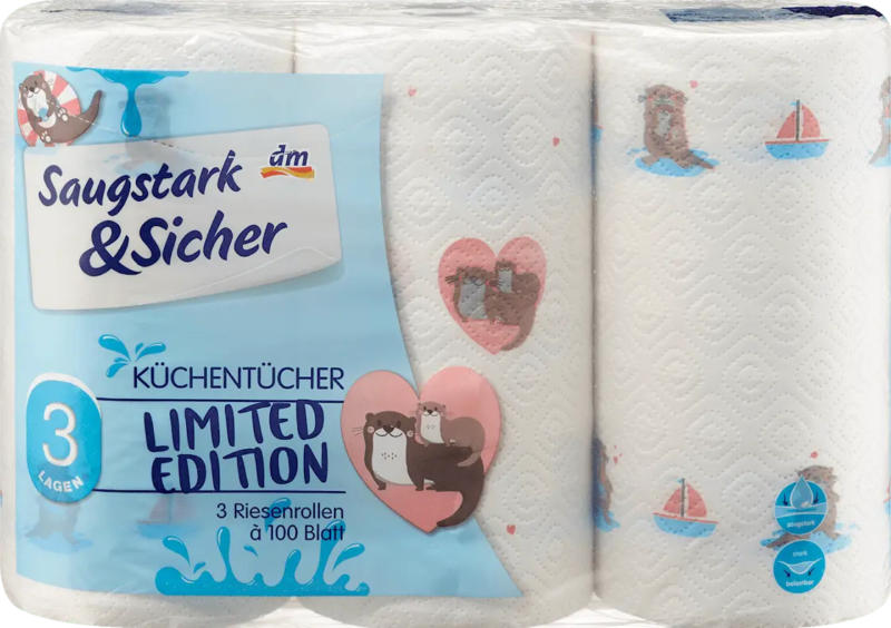 Saugstark&Sicher Küchentücher Design 3-lagig (3x100 Blatt)