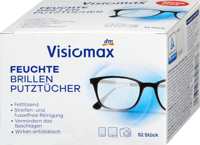 VISIOMAX Brillenputztücher feucht