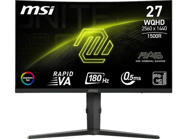 MSI MAG 275CQRFDE QD E2 27 Zoll Gaming Monitor, WQHD, 1 ms Reaktionszeit, 300 cd/m², 180 Hz, Schwarz