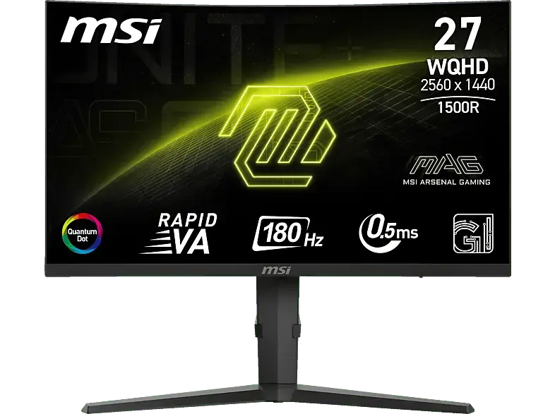MSI MAG 275CQRFDE QD E2 27 Zoll Gaming Monitor, WQHD, 1 ms Reaktionszeit, 300 cd/m², 180 Hz, Schwarz