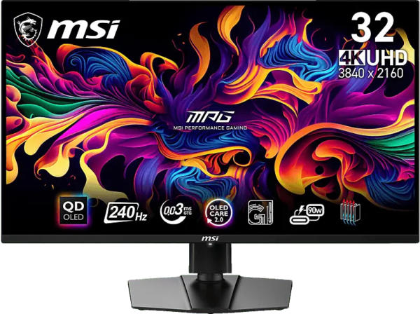 MSI MPG 321URXDE QD 31,5 Zoll Gaming Monitor, UHD 4K, 0,03 ms Reaktionszeit, 250 cd/m², 240 Hz, Schwarz