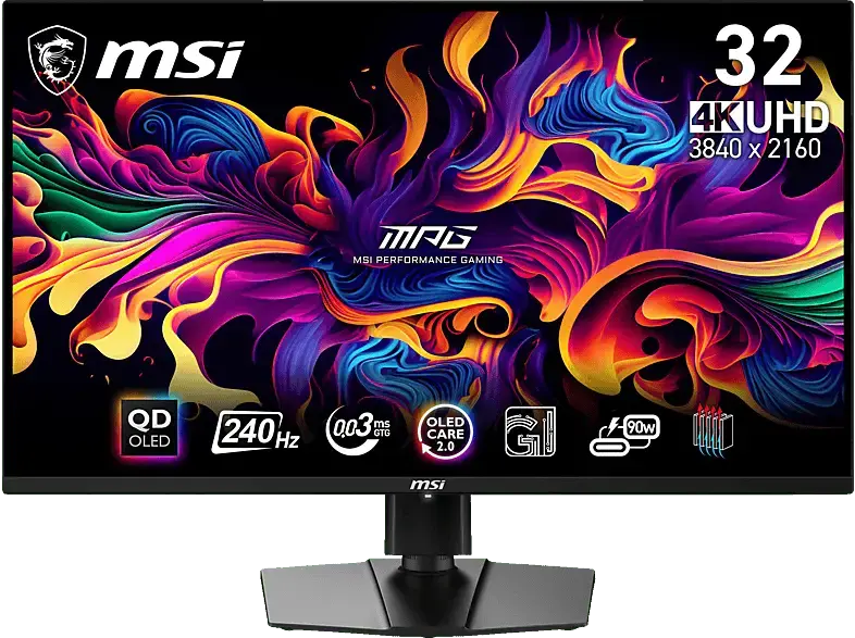 MSI MPG 321URXDE QD 31,5 Zoll Gaming Monitor, UHD 4K, 0,03 ms Reaktionszeit, 250 cd/m², 240 Hz, Schwarz