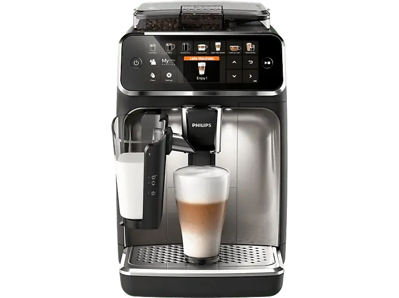 Philips EP5447/90 Serie 5400 Latte GO Plus Kaffeevollautomat (Schwarz, Chrom, Scheibenmahlwerk aus Keramik, 15 bar, integrierter Milchbehälter)