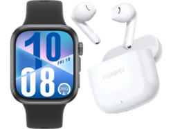 Huawei Fit 4 Schwarz mit Fluorelastomer-Armband, inkl. FreeBuds SE 2, Ceramic White; Smartwatch