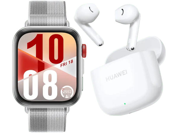 Huawei Fit 4 Silber mit Nylonarmband, inkl. FreeBuds SE 2, Ceramic White; Smartwatch