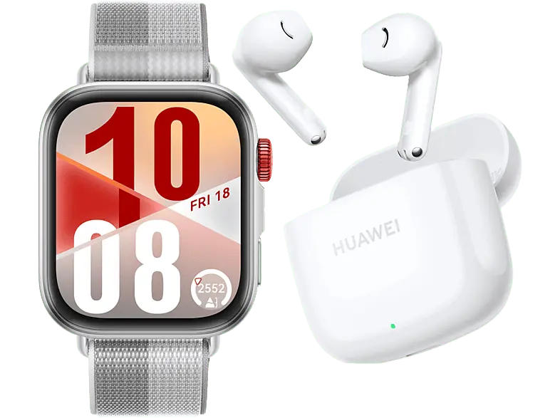 Huawei Fit 4 Silber mit Nylonarmband, inkl. FreeBuds SE 2, Ceramic White; Smartwatch