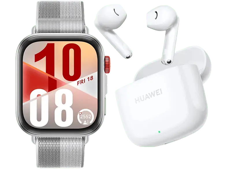 Huawei Fit 4 Silber mit Nylonarmband, inkl. FreeBuds SE 2, Ceramic White; Smartwatch