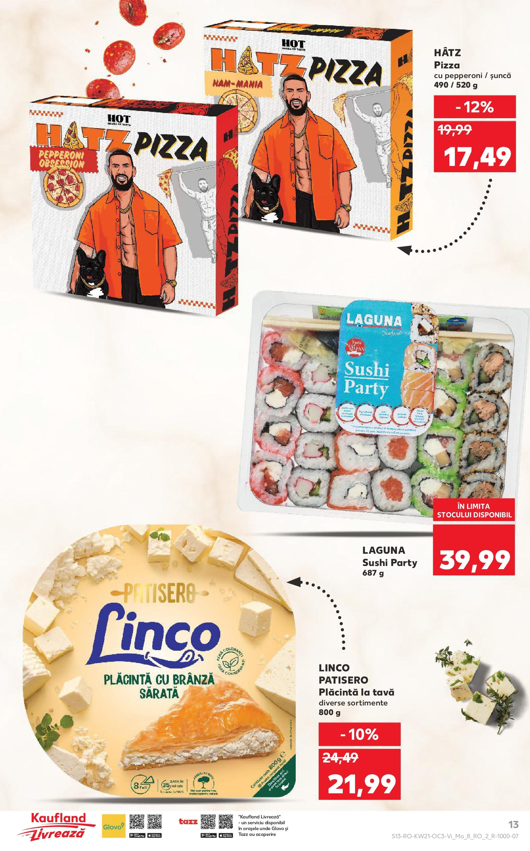 Catalog Kaufland - Bucureşti 23.05.2025 - Revista si Oferta | Pagină: 13 | Produse: Sushi, Brânză, Șuncă, Pizza