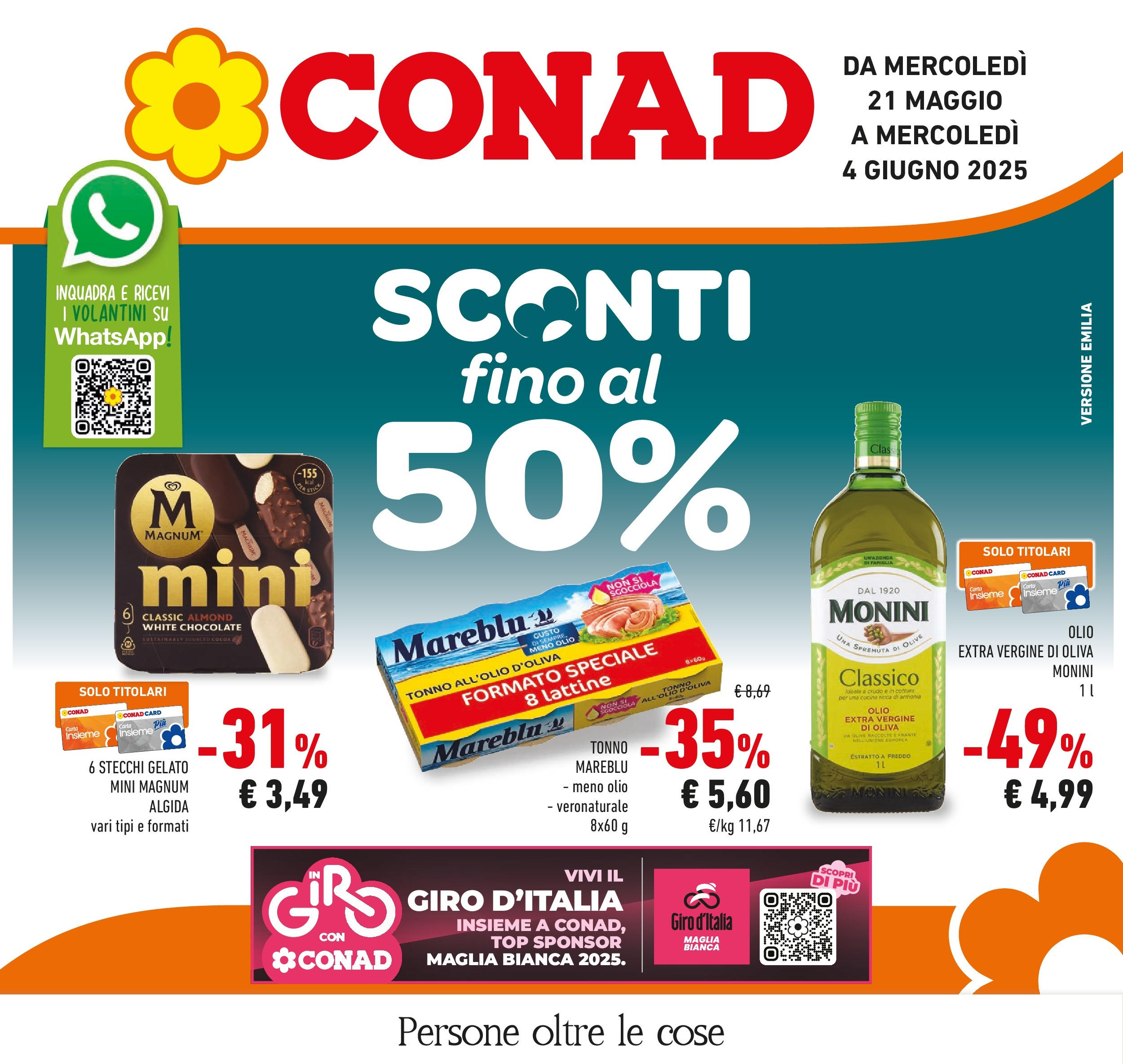 Volantino Conad valido da 20/05/2025 numero di pagina 1 Anteprima dell'opuscolo Sconti fino al 50% dal negozio Conad valido da 20/05/2025
