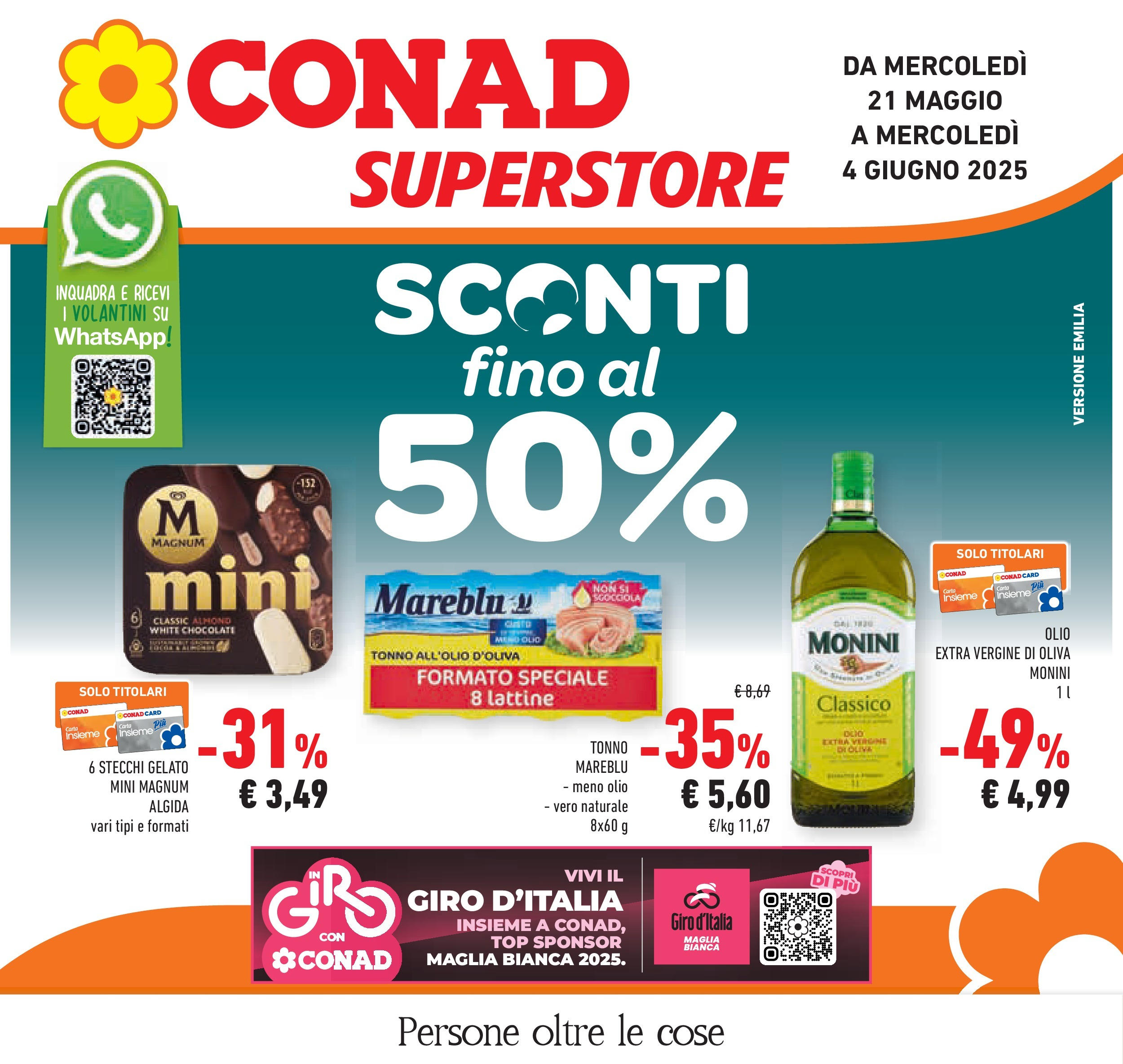 Volantino Conad valido da 20/05/2025 numero di pagina 1 Anteprima dell'opuscolo Sconti fino al 50% dal negozio Conad valido da 20/05/2025