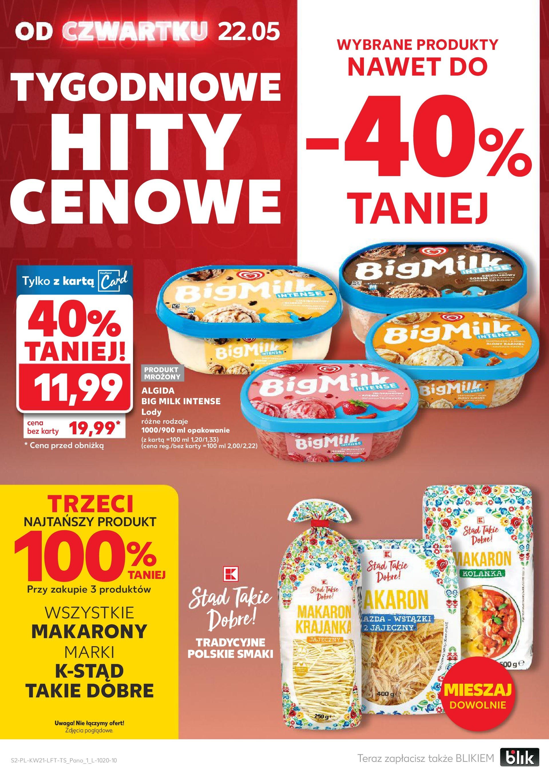Kaufland gazetka (22.05.2025) - od jutra | Strona: 2 | Produkty: Big Milk, Makarony, Makaron, Lody Kaufland gazetka od 22.05.2025 - od jutra PDF | Strona: 2 | Produkty: Big Milk, Makarony, Makaron, Lody