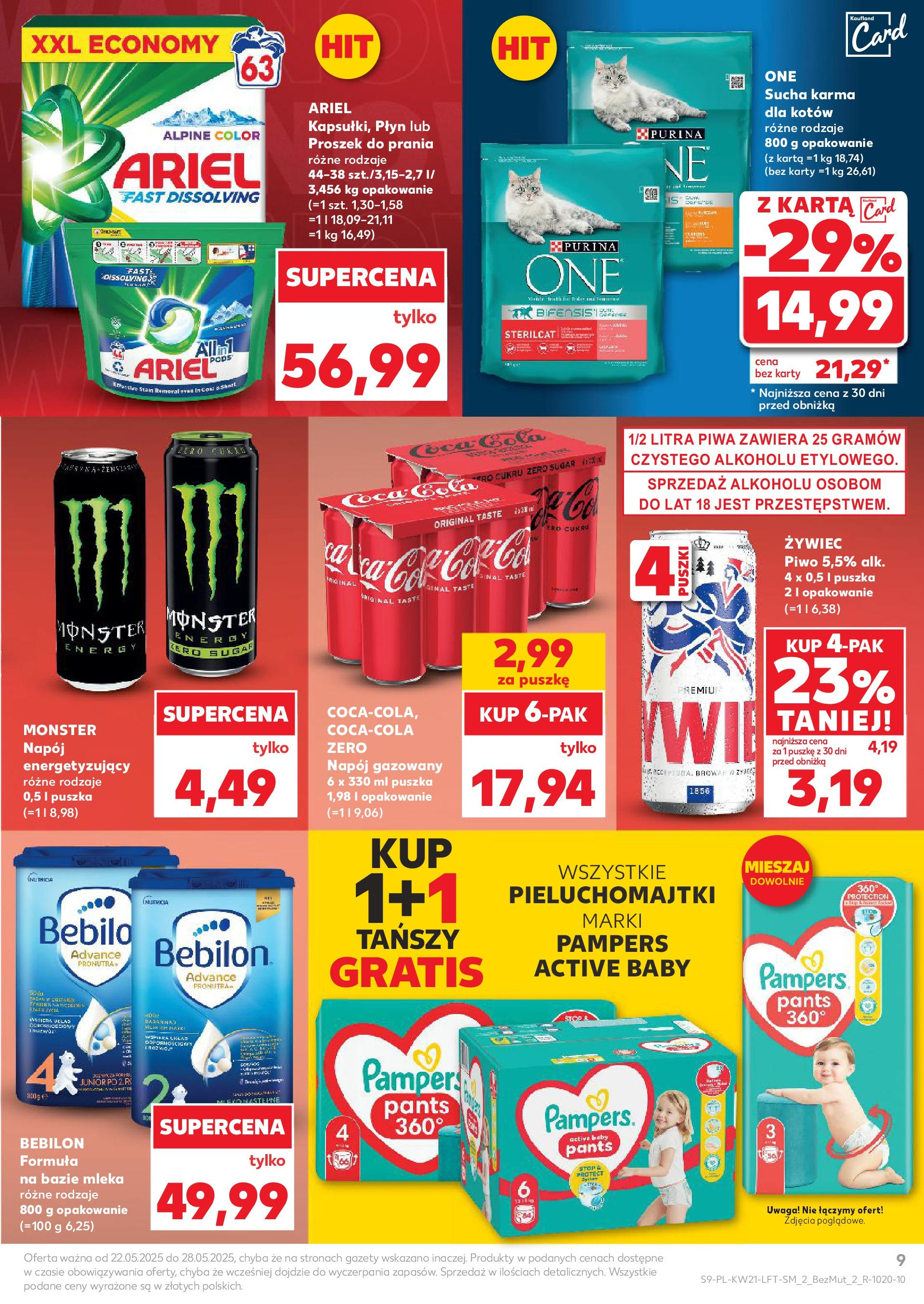 Kaufland gazetka (22.05.2025) - od jutra | Strona: 9 | Produkty: Pampers, Coca cola, Pieluchomajtki, Karma dla kotów Kaufland gazetka od 22.05.2025 - od jutra PDF | Strona: 9 | Produkty: Pampers, Coca cola, Pieluchomajtki, Karma dla kotów