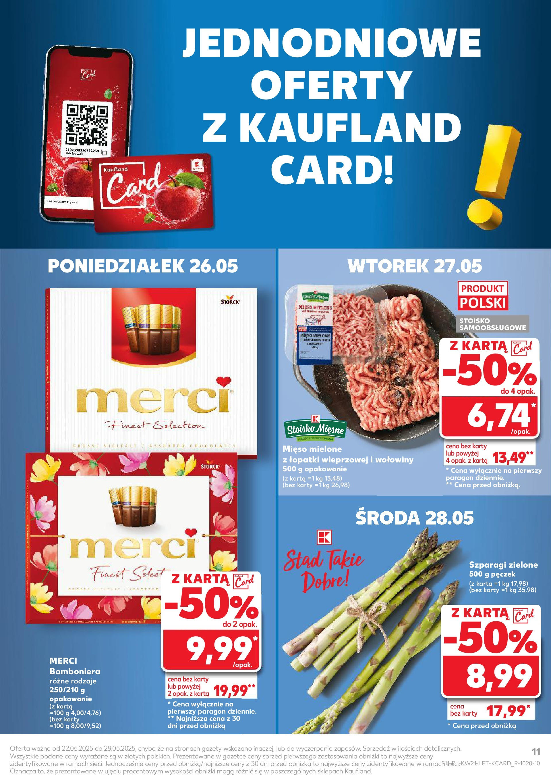 Kaufland gazetka (22.05.2025) - od jutra | Strona: 11 | Produkty: Karta, Mięso, Merci, Mięso mielone Kaufland gazetka od 22.05.2025 - od jutra PDF | Strona: 11 | Produkty: Karta, Mięso, Merci, Mięso mielone