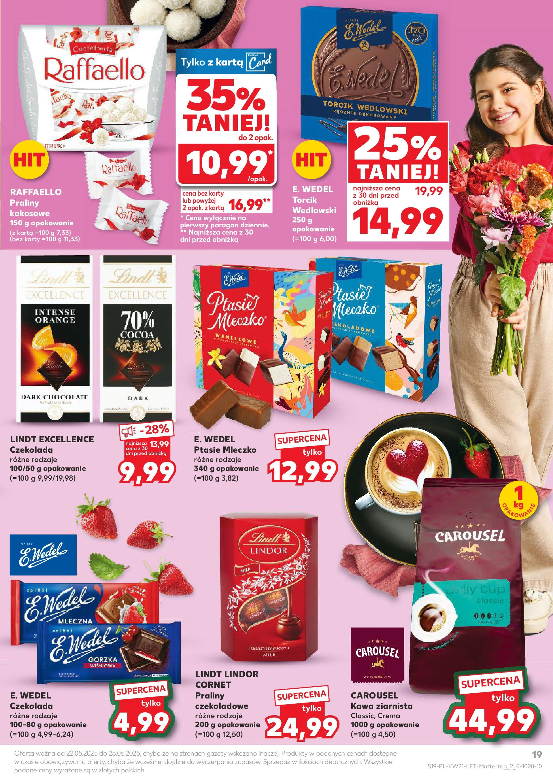Kaufland gazetka (22.05.2025) - od jutra | Strona: 19 | Produkty: Karta, Kawa ziarnista, E. Wedel Torcik Wedlowski, Kawa Kaufland gazetka od 22.05.2025 - od jutra PDF | Strona: 19 | Produkty: Karta, Kawa ziarnista, E. Wedel Torcik Wedlowski, Kawa