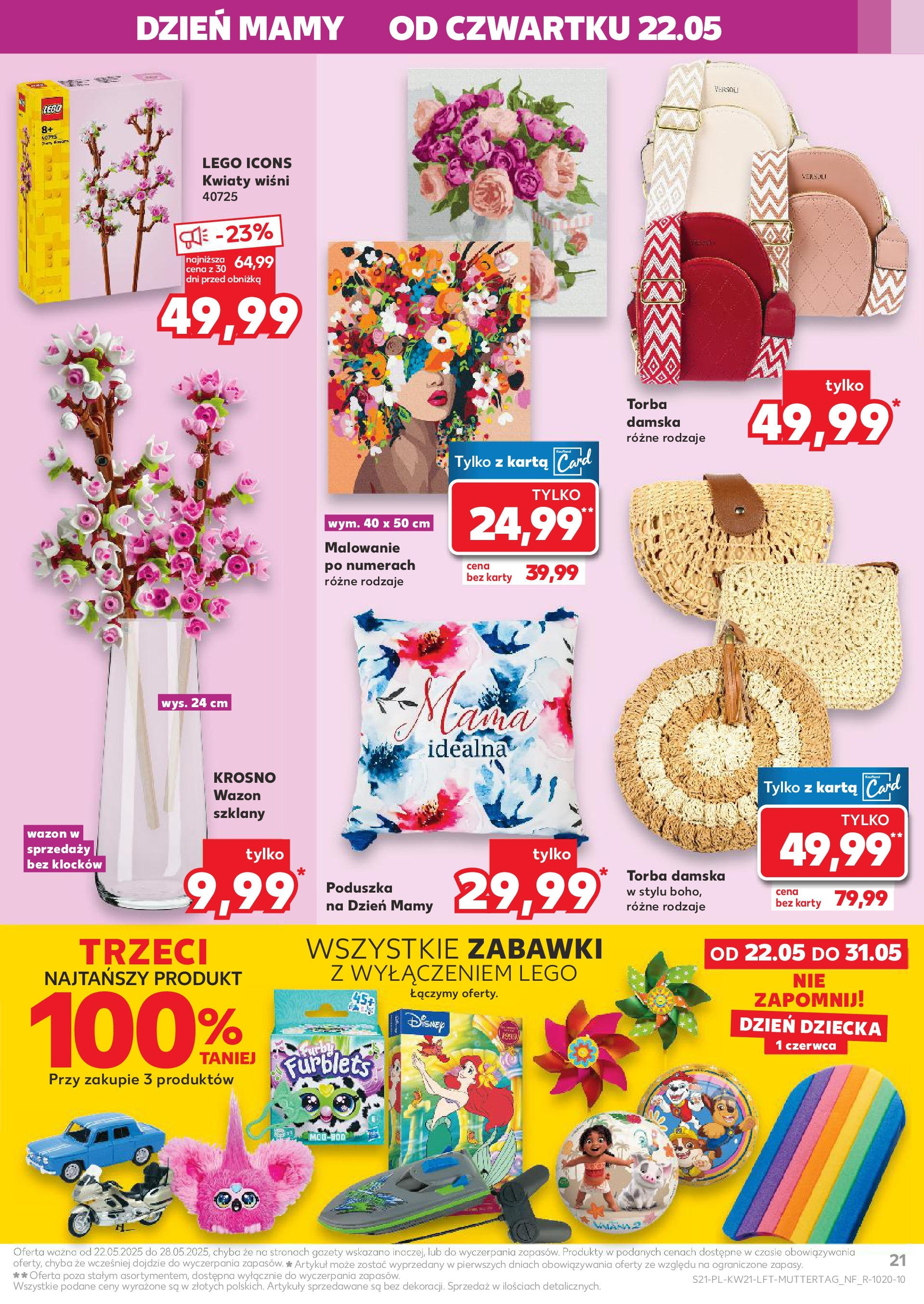 Kaufland gazetka (22.05.2025) - od jutra | Strona: 21 | Produkty: Karta, Torba, Lego, Kwiaty Kaufland gazetka od 22.05.2025 - od jutra PDF | Strona: 21 | Produkty: Karta, Torba, Lego, Kwiaty